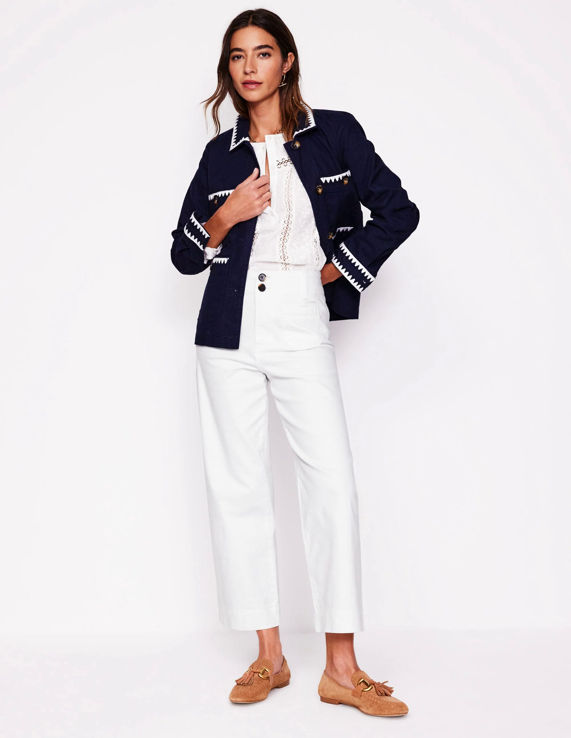 Primrose Patch Pocket Pants-White