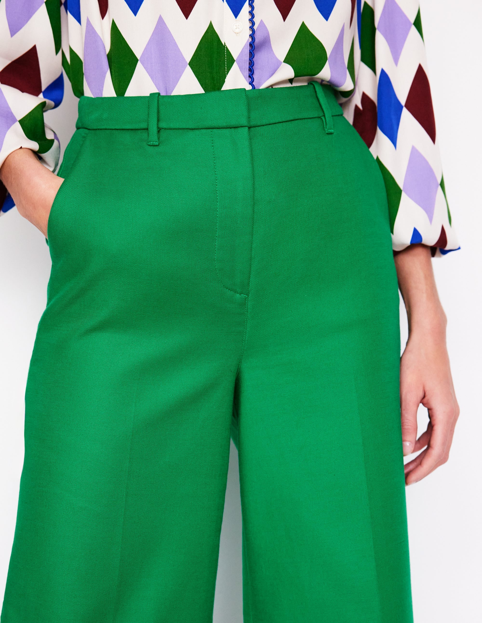 Wide Flare Pants-Rich Emerald