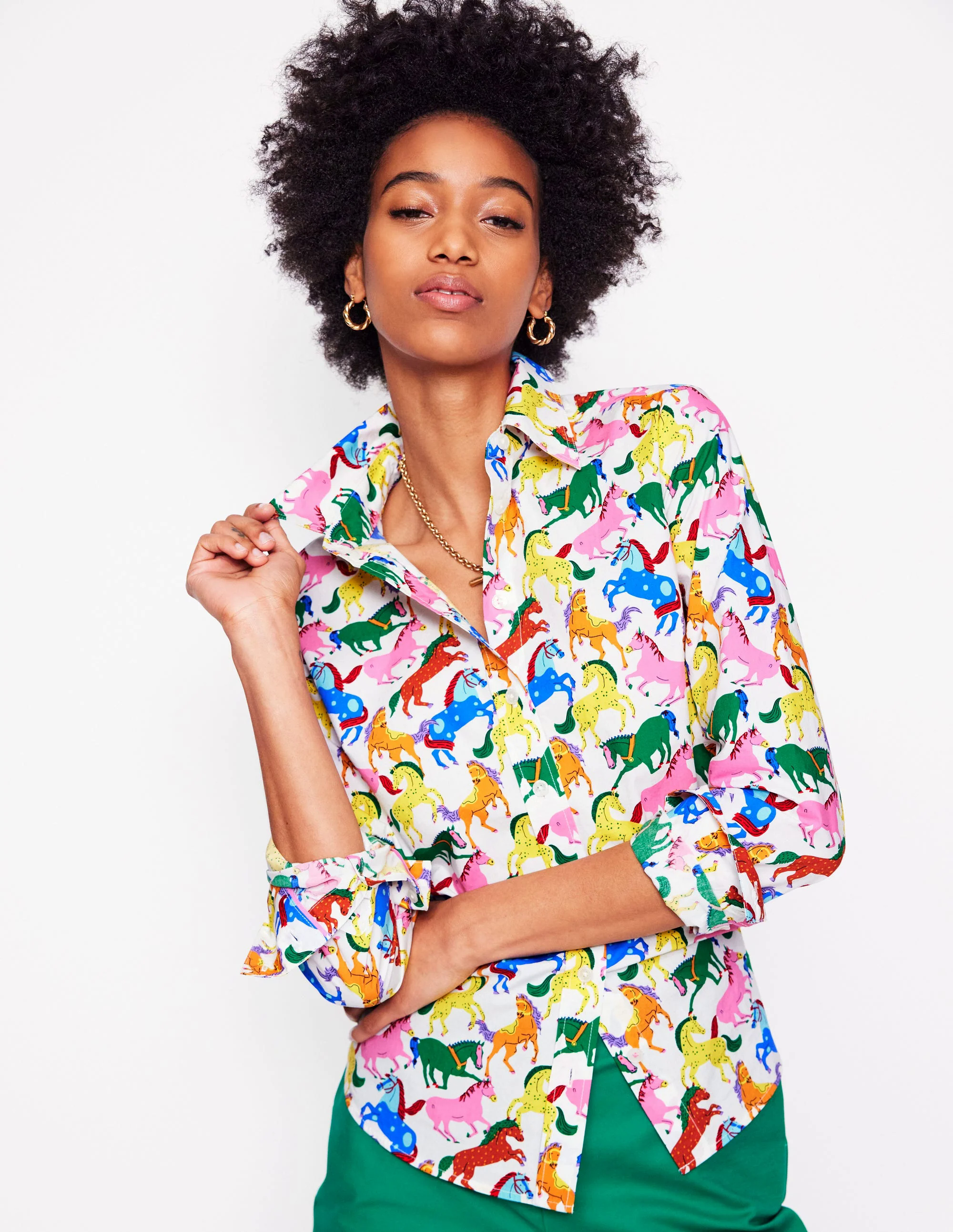 Sienna Cotton Shirt-Hotched Multi Stripe