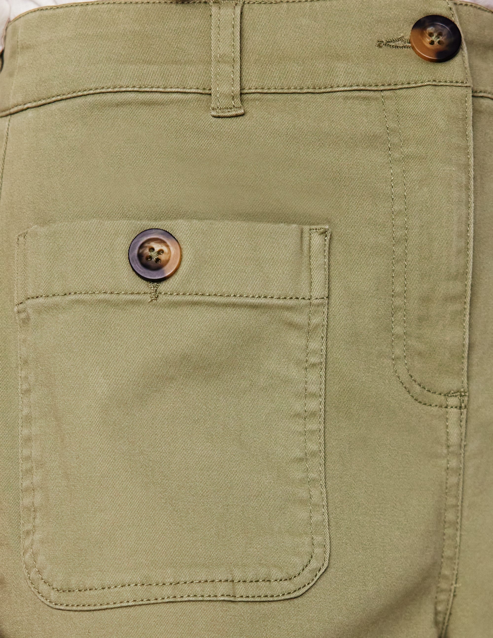 Patch Pocket Crop Chino Pants-Larch Green