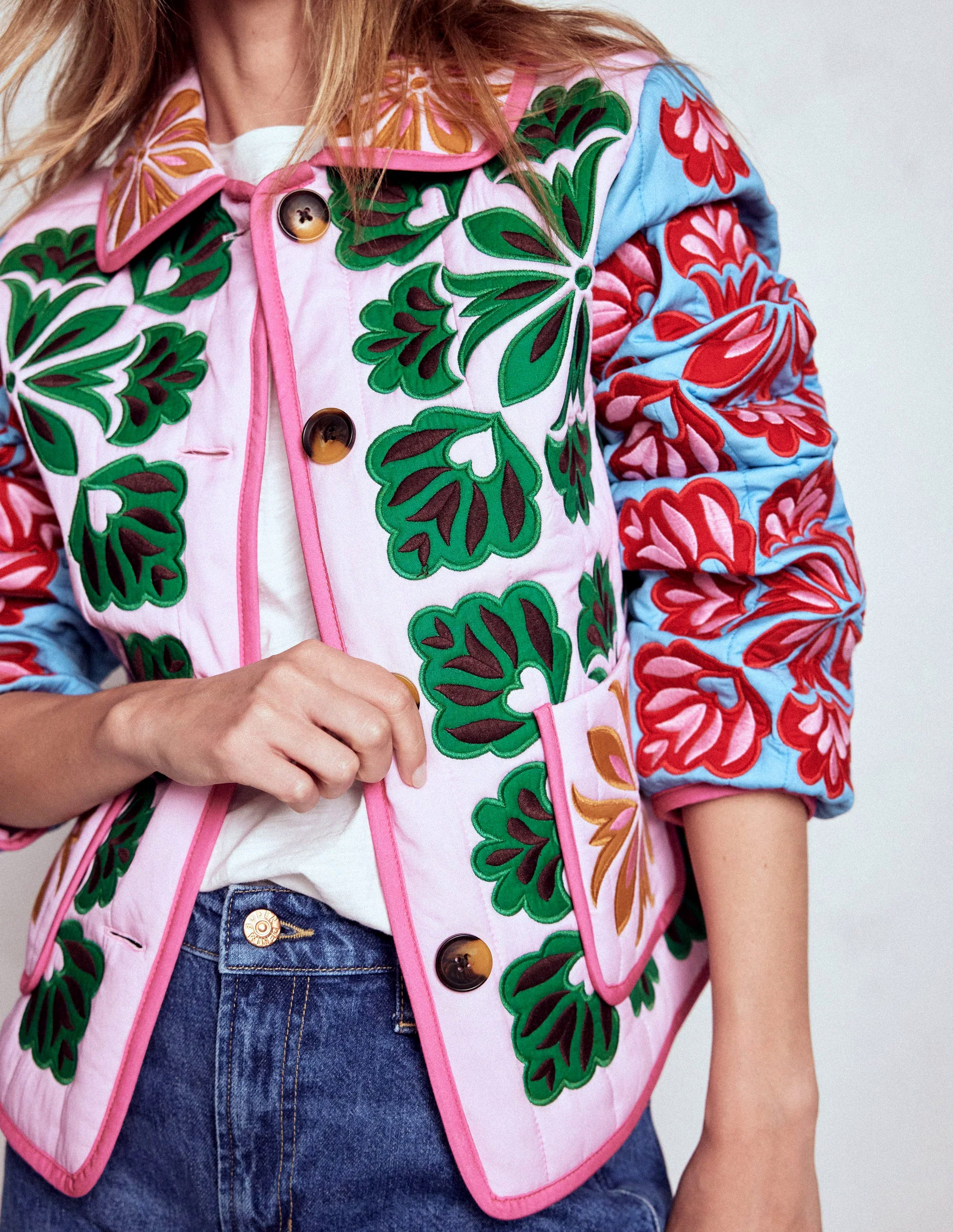 Fitzrovia Embroidered Jacket-Multi Applique