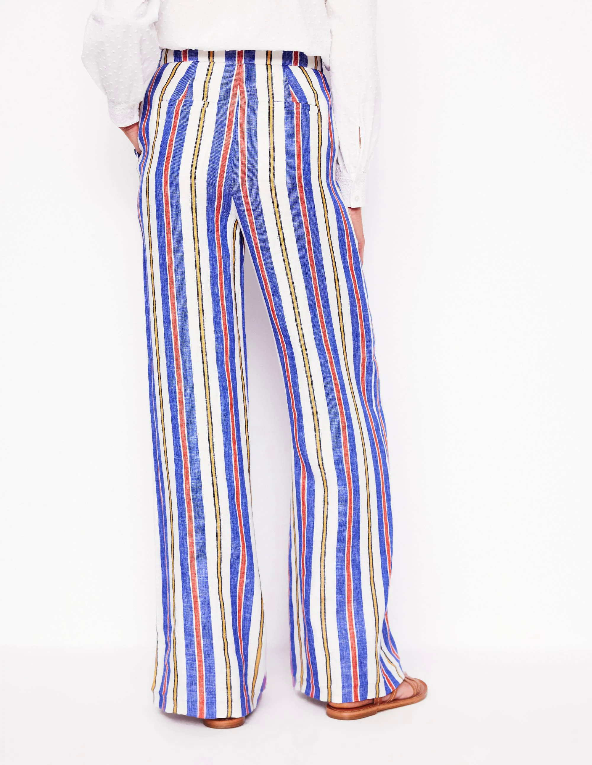 Greenwich Sailor Pants-Bright Blue and Brown Stripe