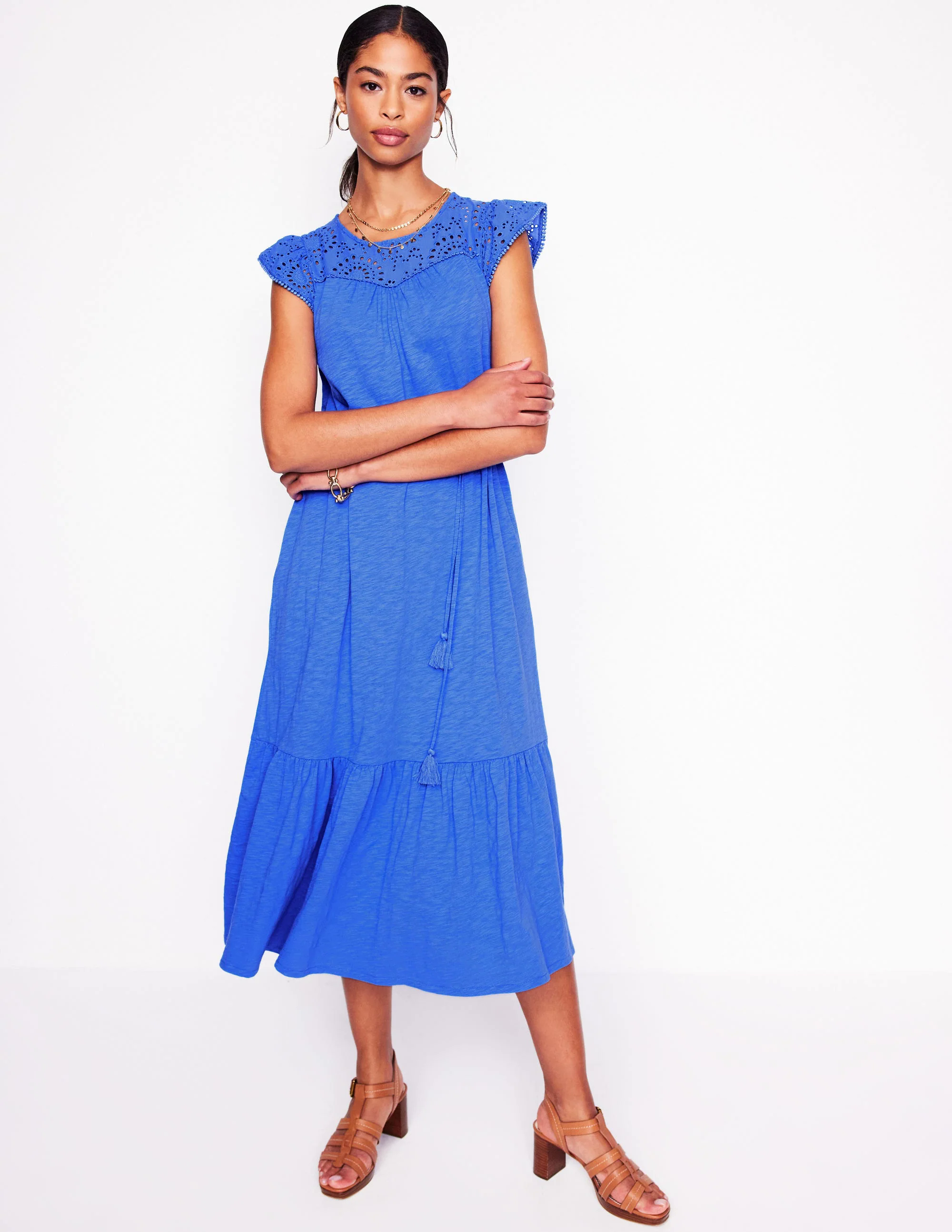 Juliet Broderie Midi Dress-Gallery Blue