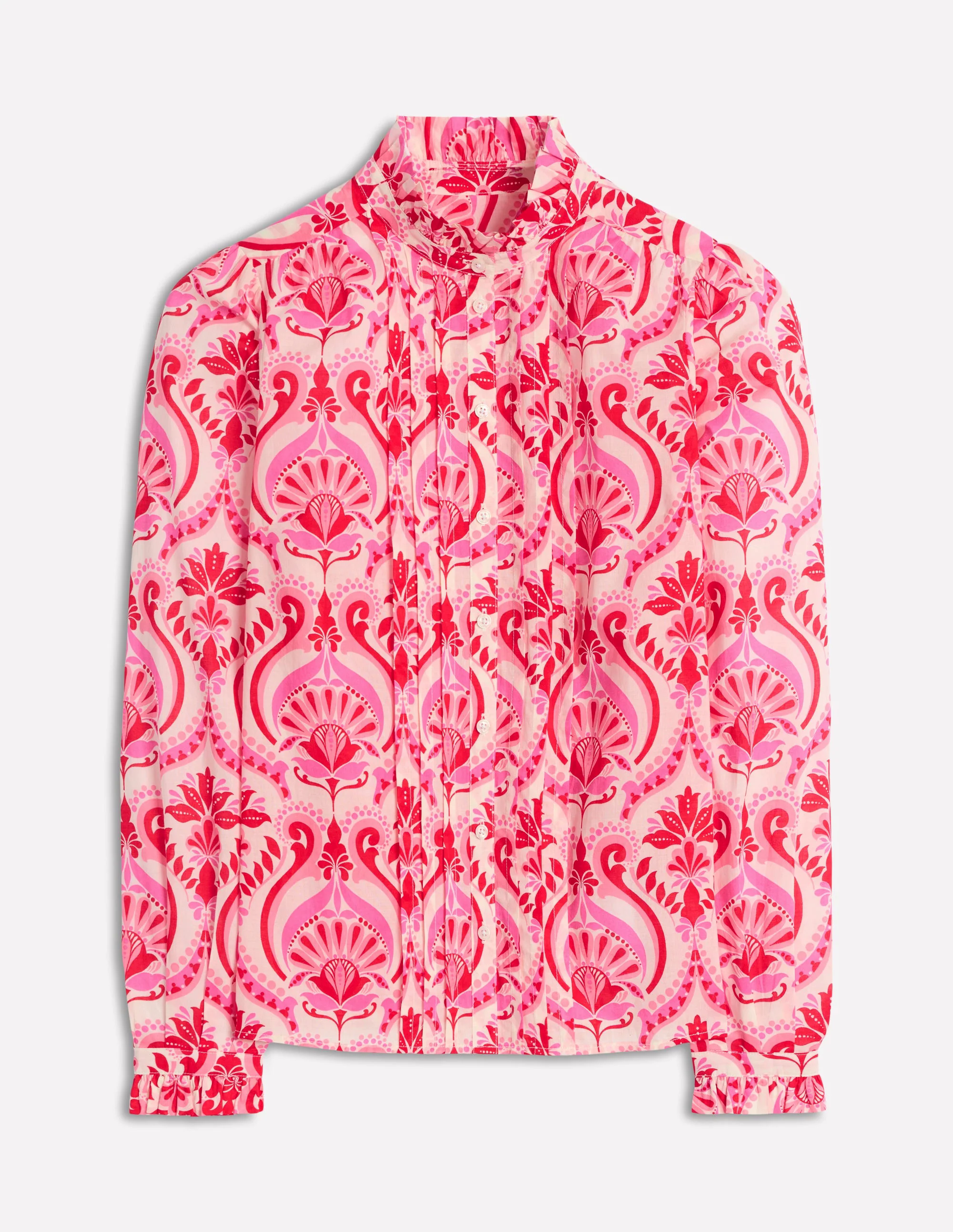 Felicity Cotton Blouse-Poppy Red, Ornamental Floral