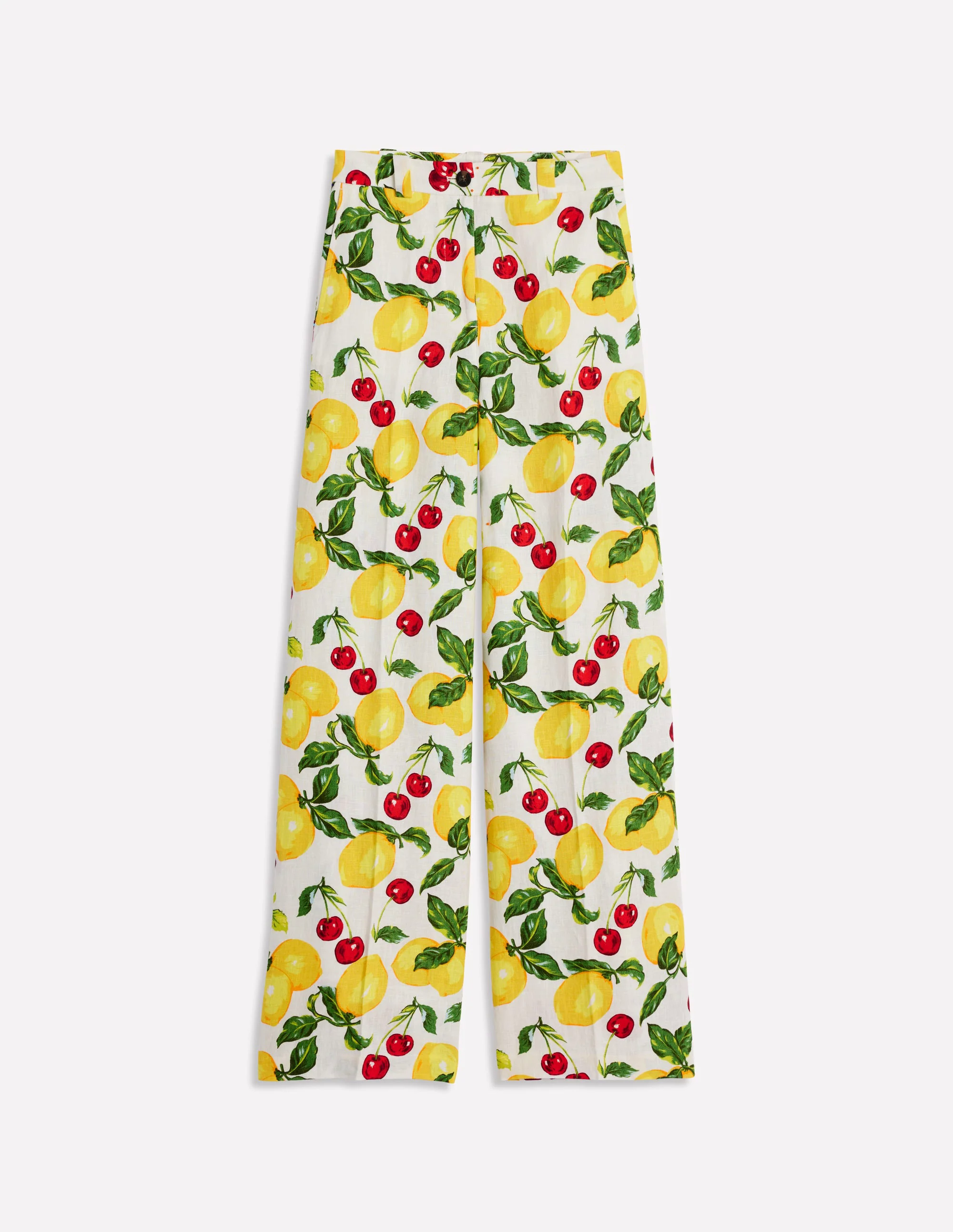 Westbourne Linen Pants-Ivory, Cherries and Lemons