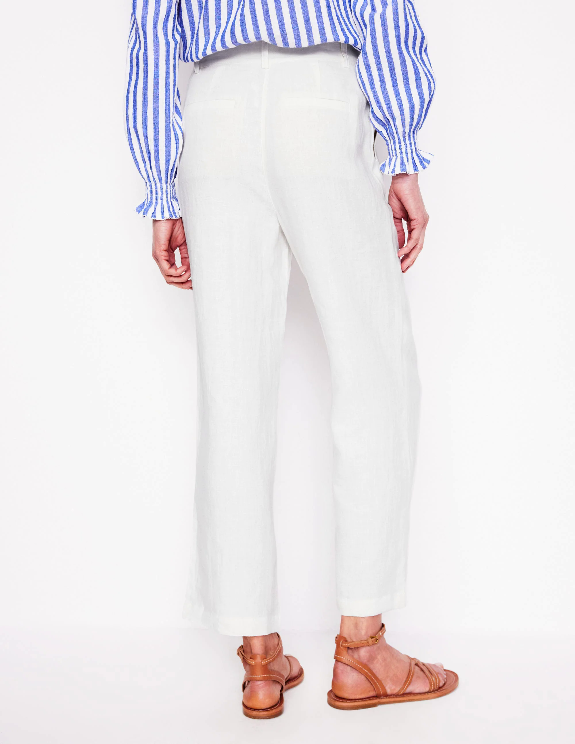 Westbourne Crop Linen Pants-White