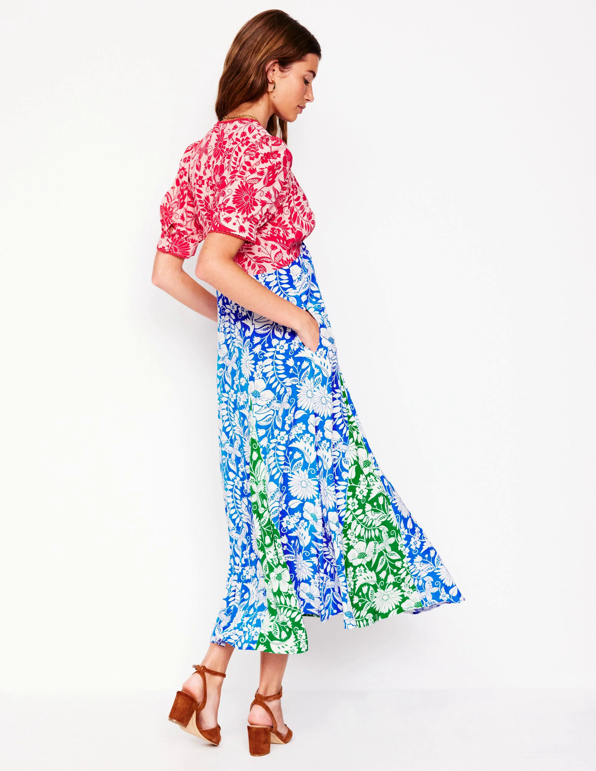 Rosie Godet Tea Dress-Multi, Wildflower Trail