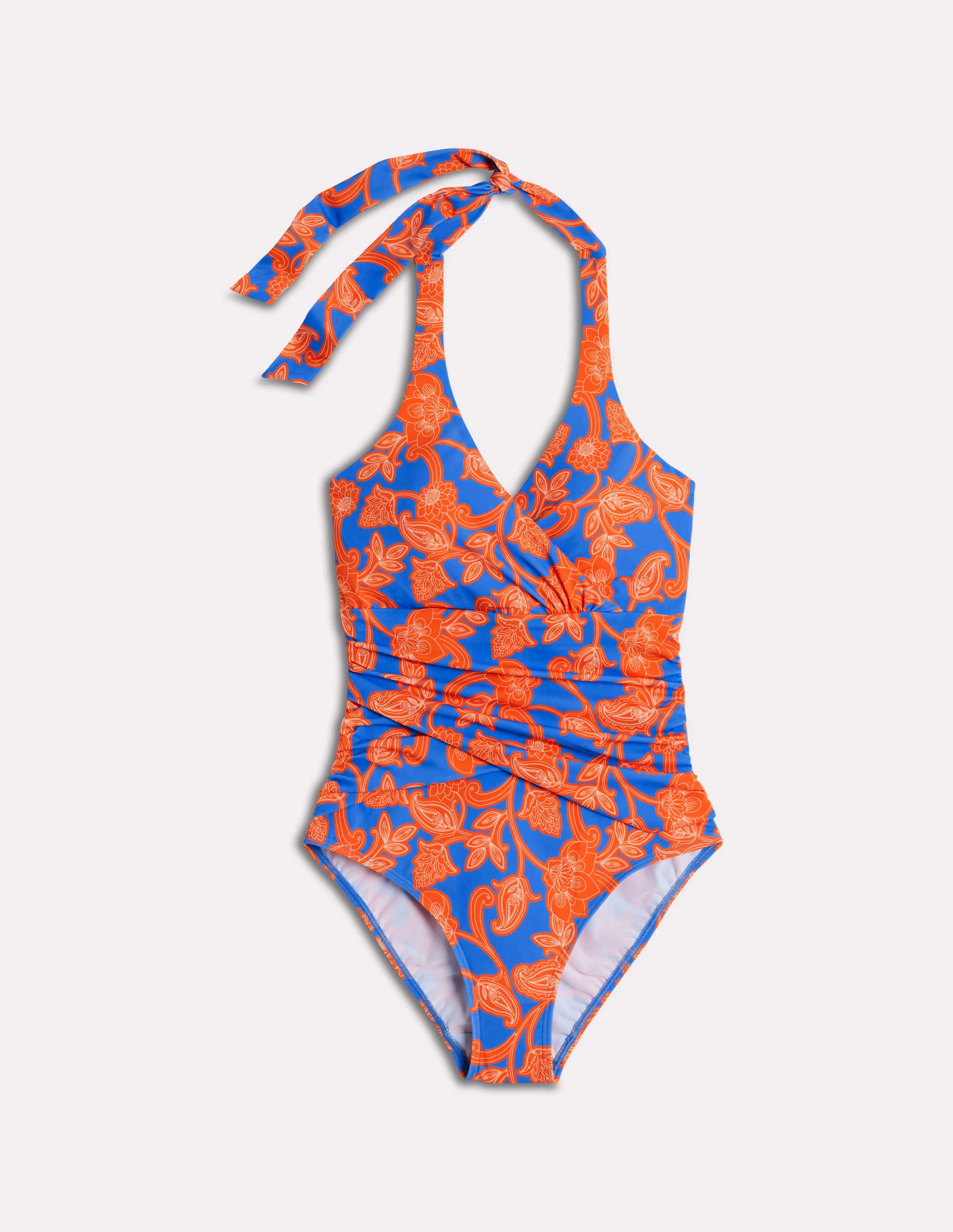 Levanzo Halter Swimsuit-Jaffa Orange, Paisley Whirl