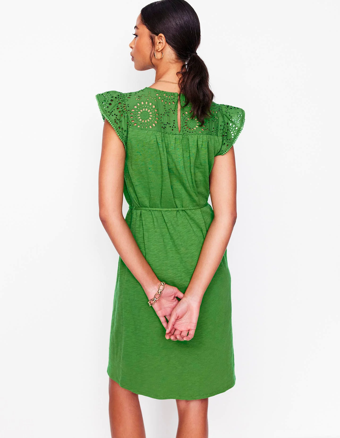 Juliet Broderie Short Dress-Paradise Green