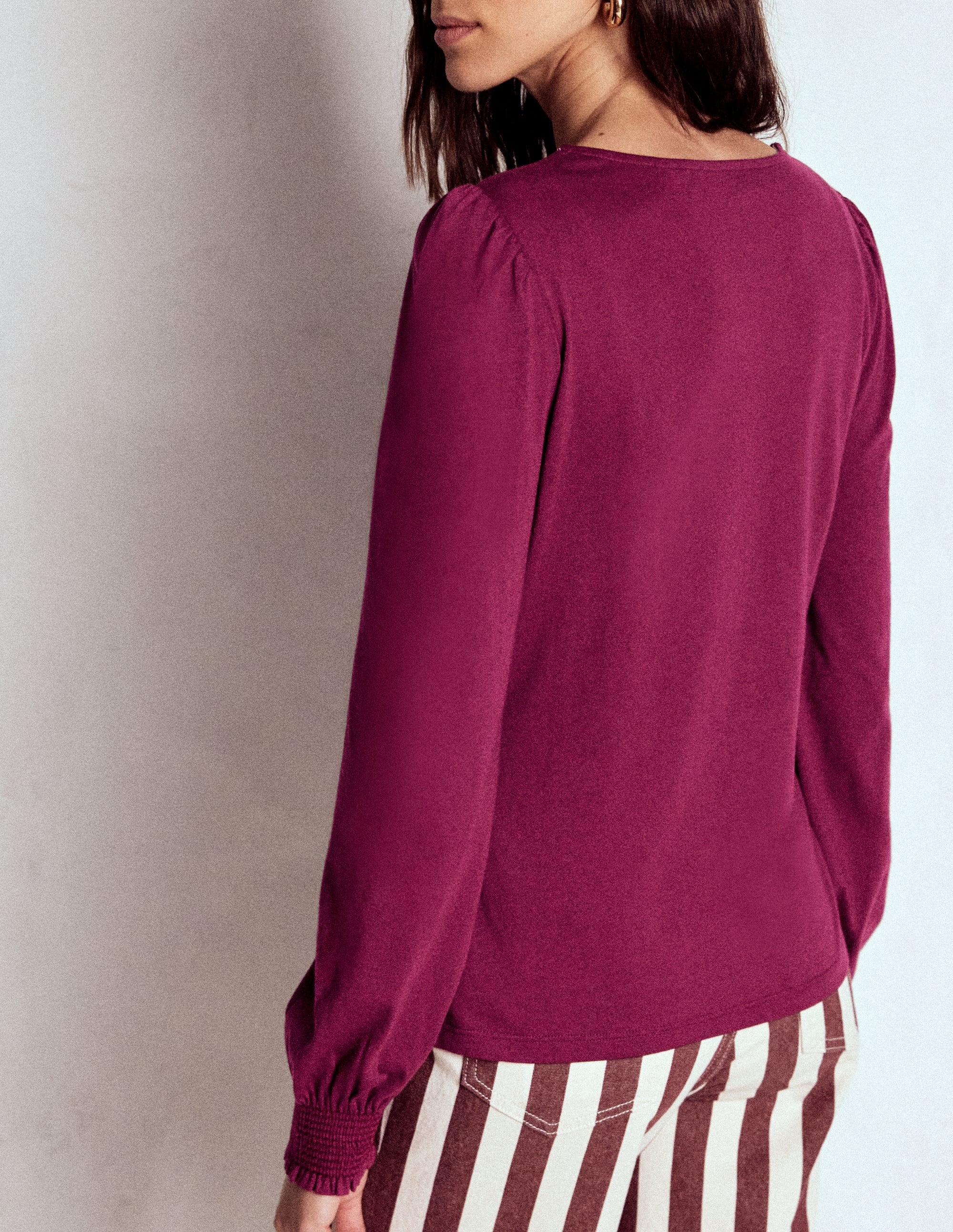 Smocked Cuff Supersoft Top-Deep Wisteria