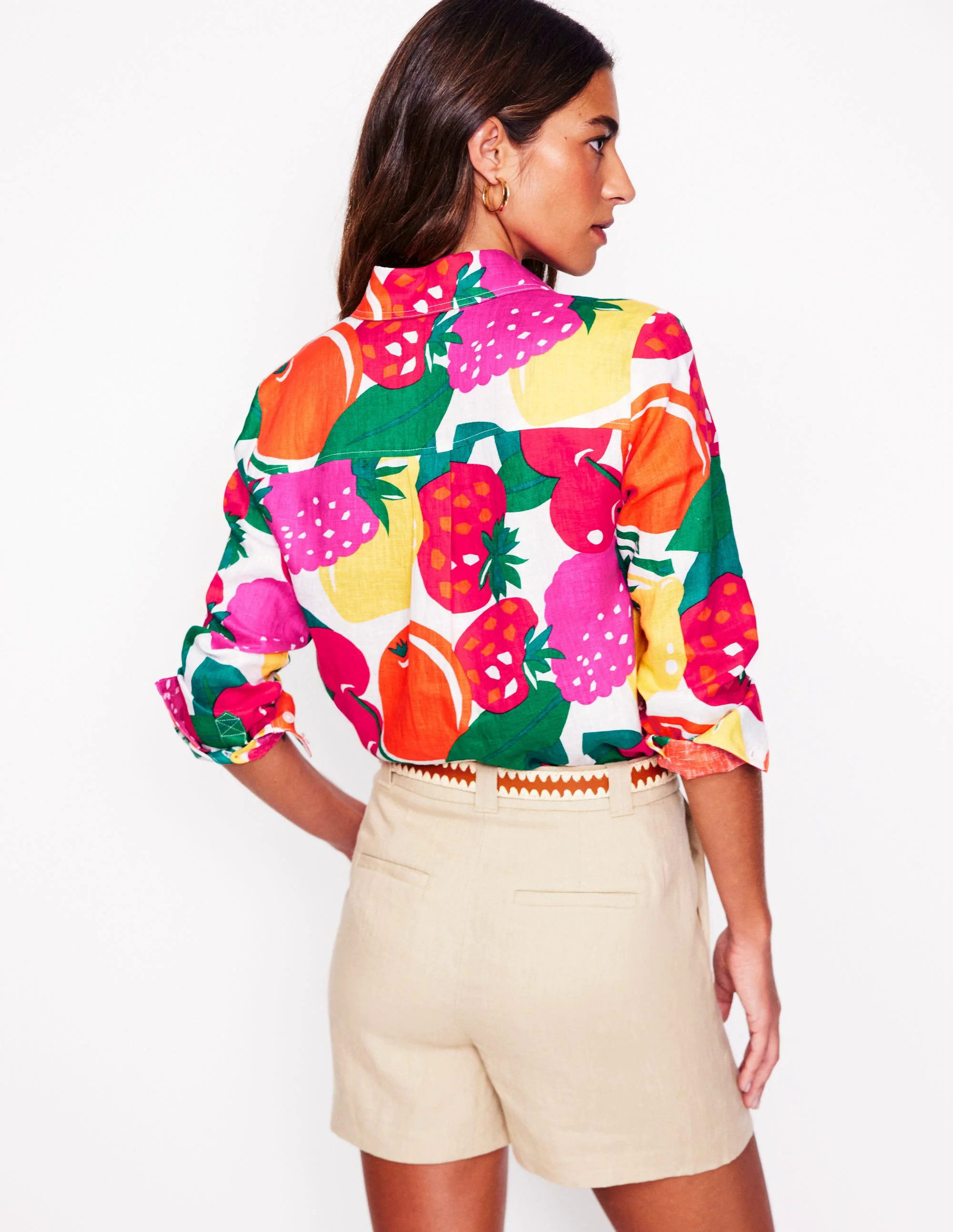 Sienna Linen Shirt-Multi, Summer Fruits