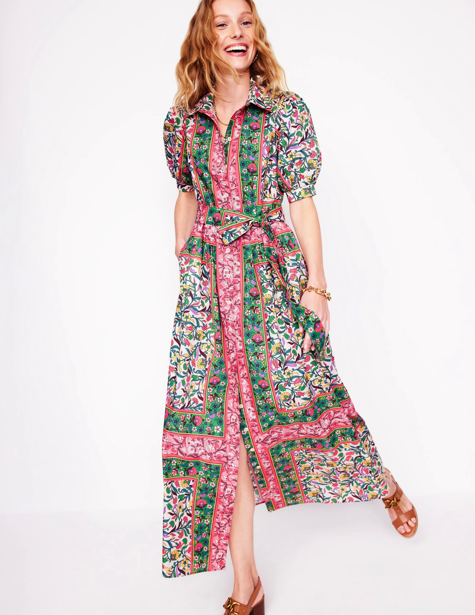 Alexa Maxi Shirt Dress-Multi, Enchanting Vine
