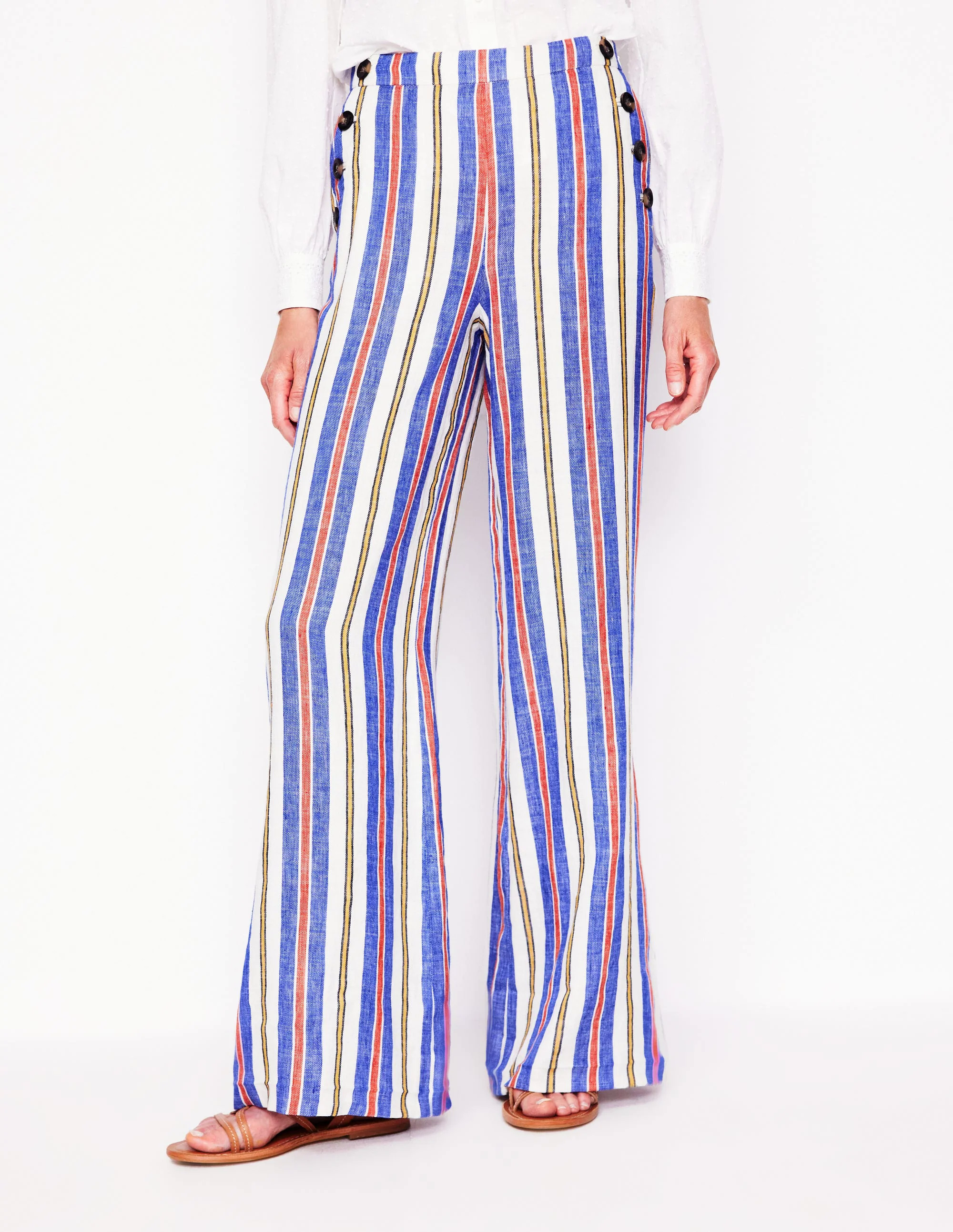 Greenwich Sailor Pants-Bright Blue and Brown Stripe