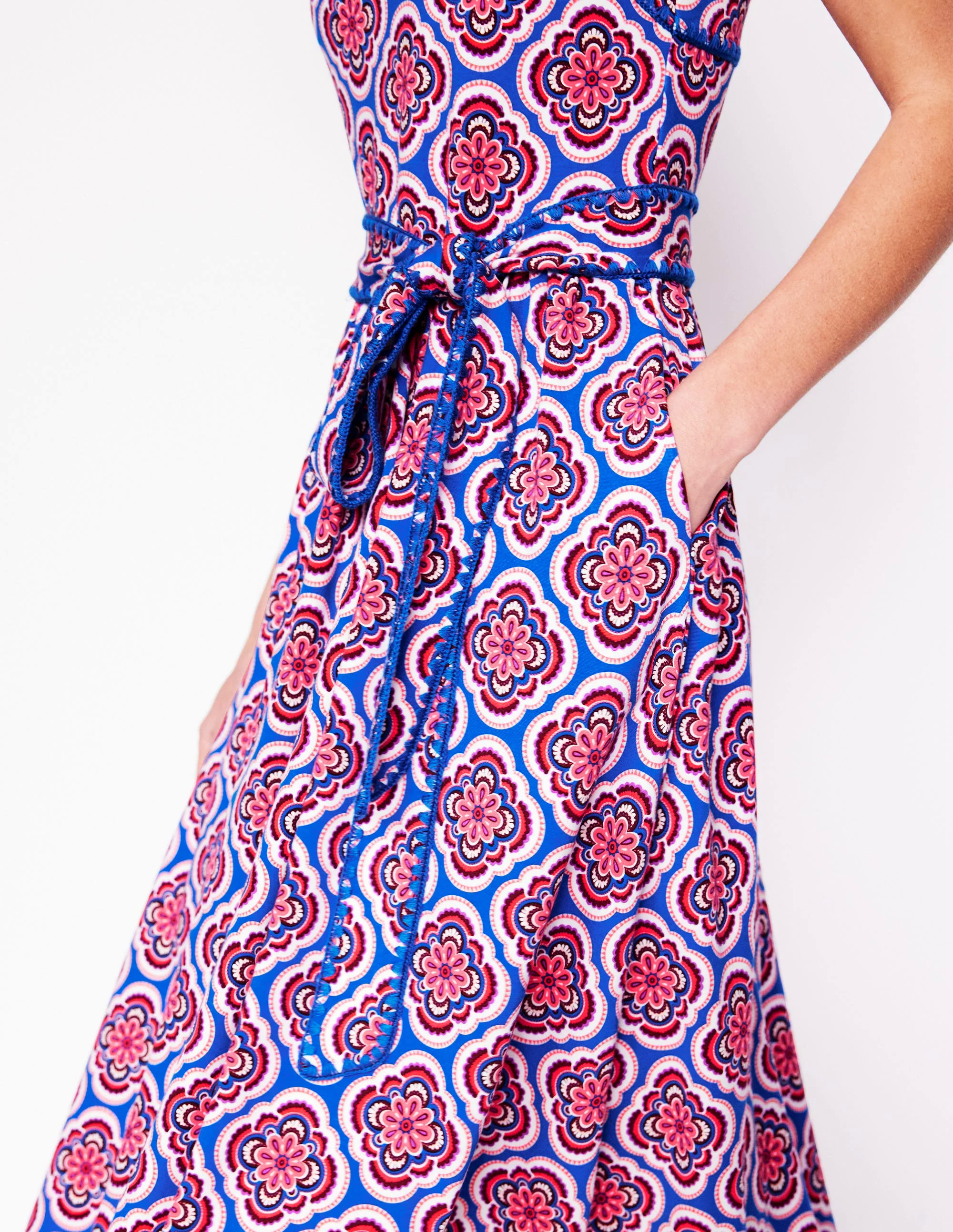 Square Neck Seam Midi Dress-Multi, Botanic Blush