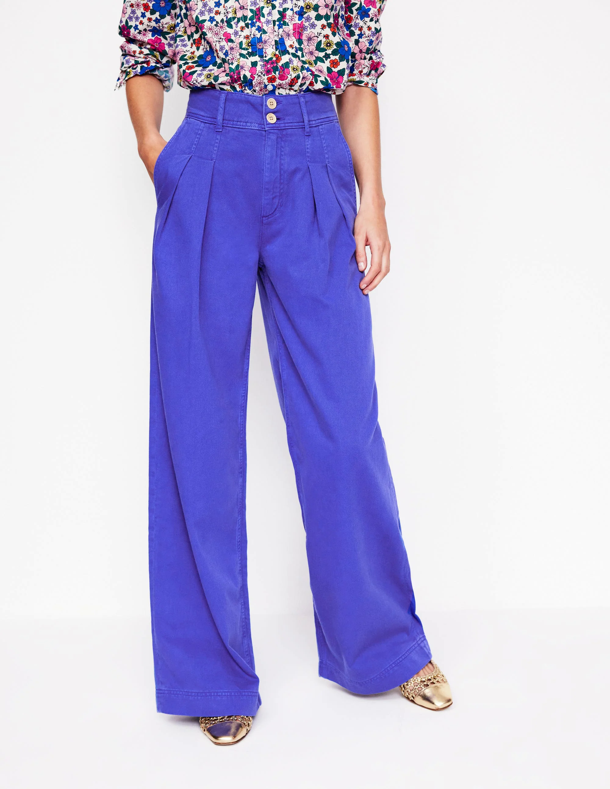 Brompton Wide Leg Trousers-Bright Blue