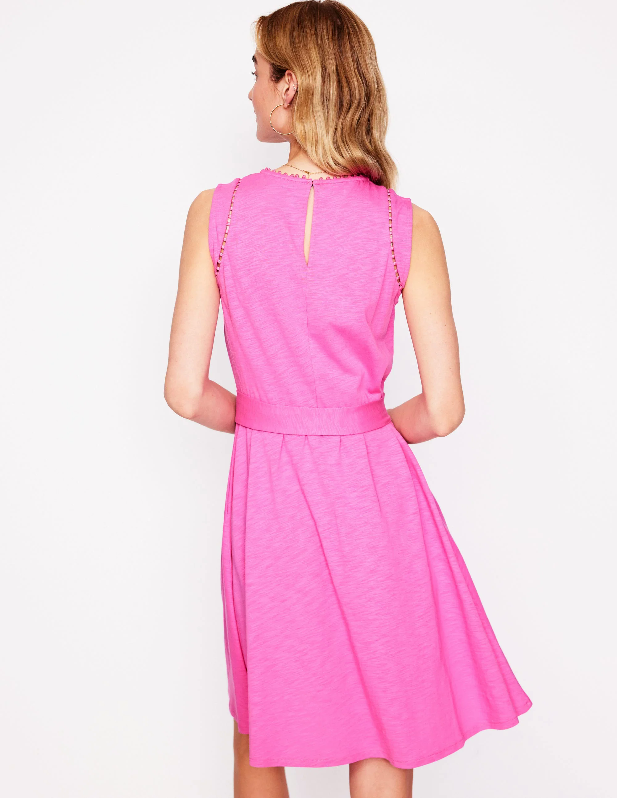 Mila Trim Short Jersey Dress-Tickled Pink