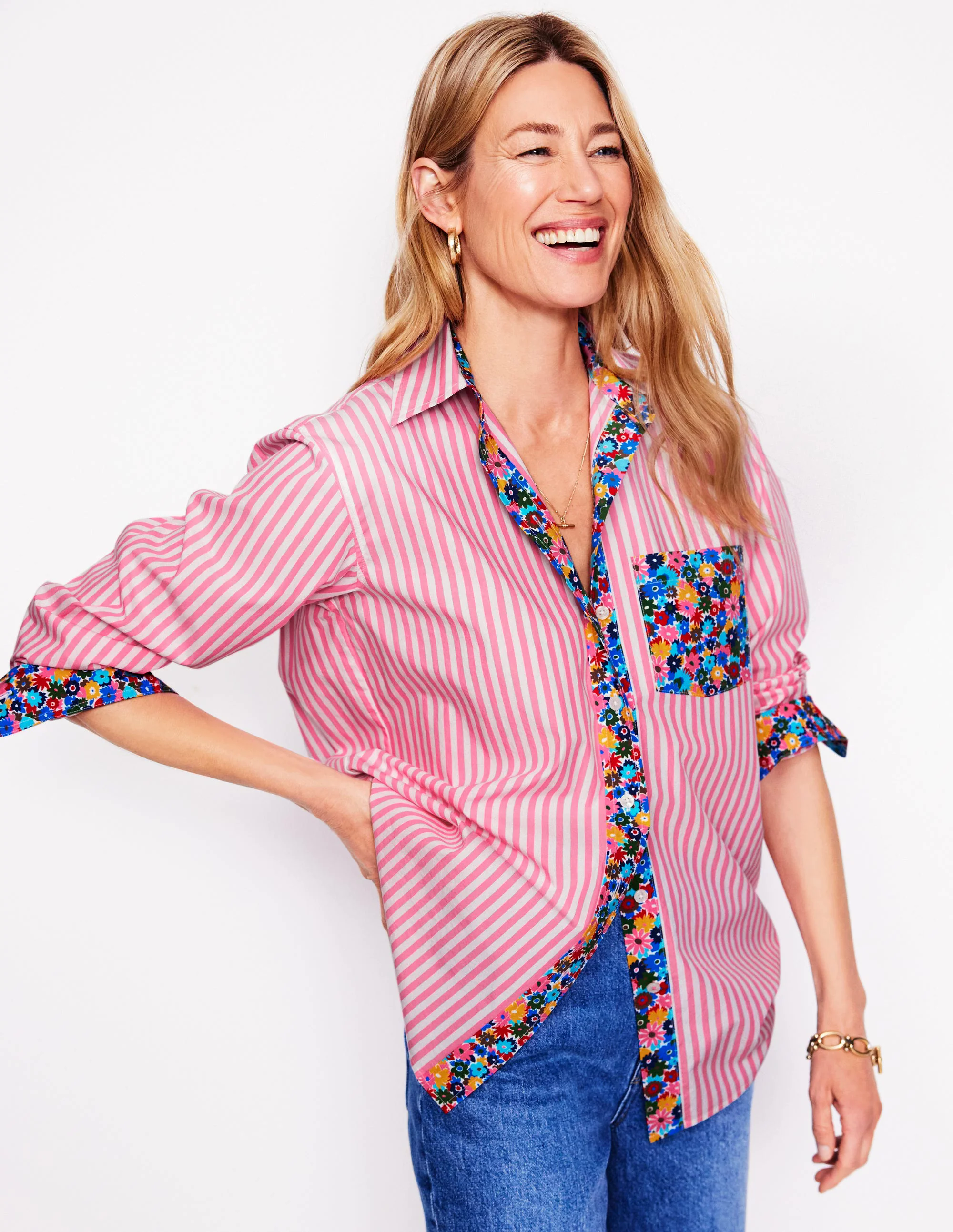 Sadie Relaxed Cotton Shirt-Multi, Paintbox Ditsy