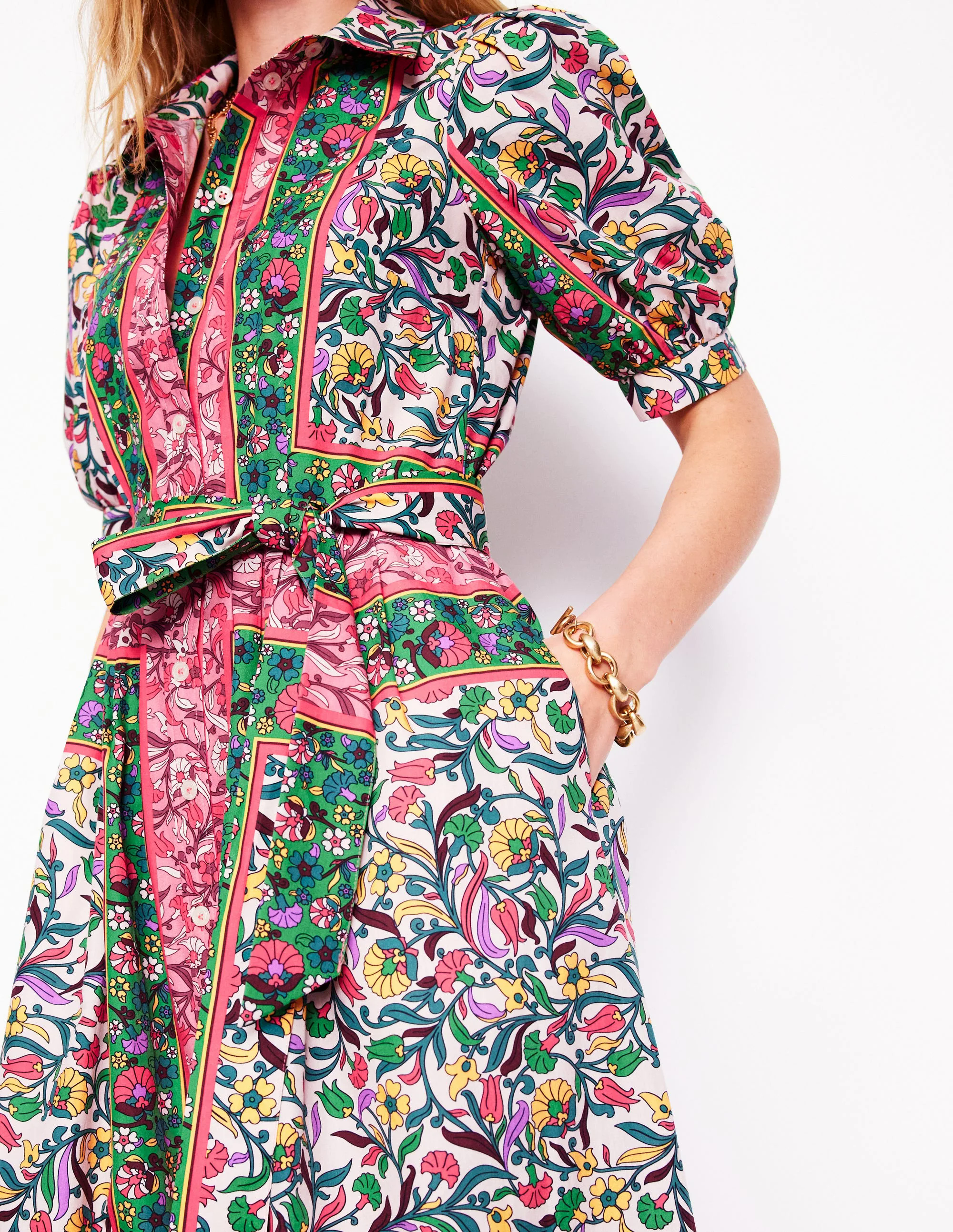 Alexa Maxi Shirt Dress-Multi, Enchanting Vine