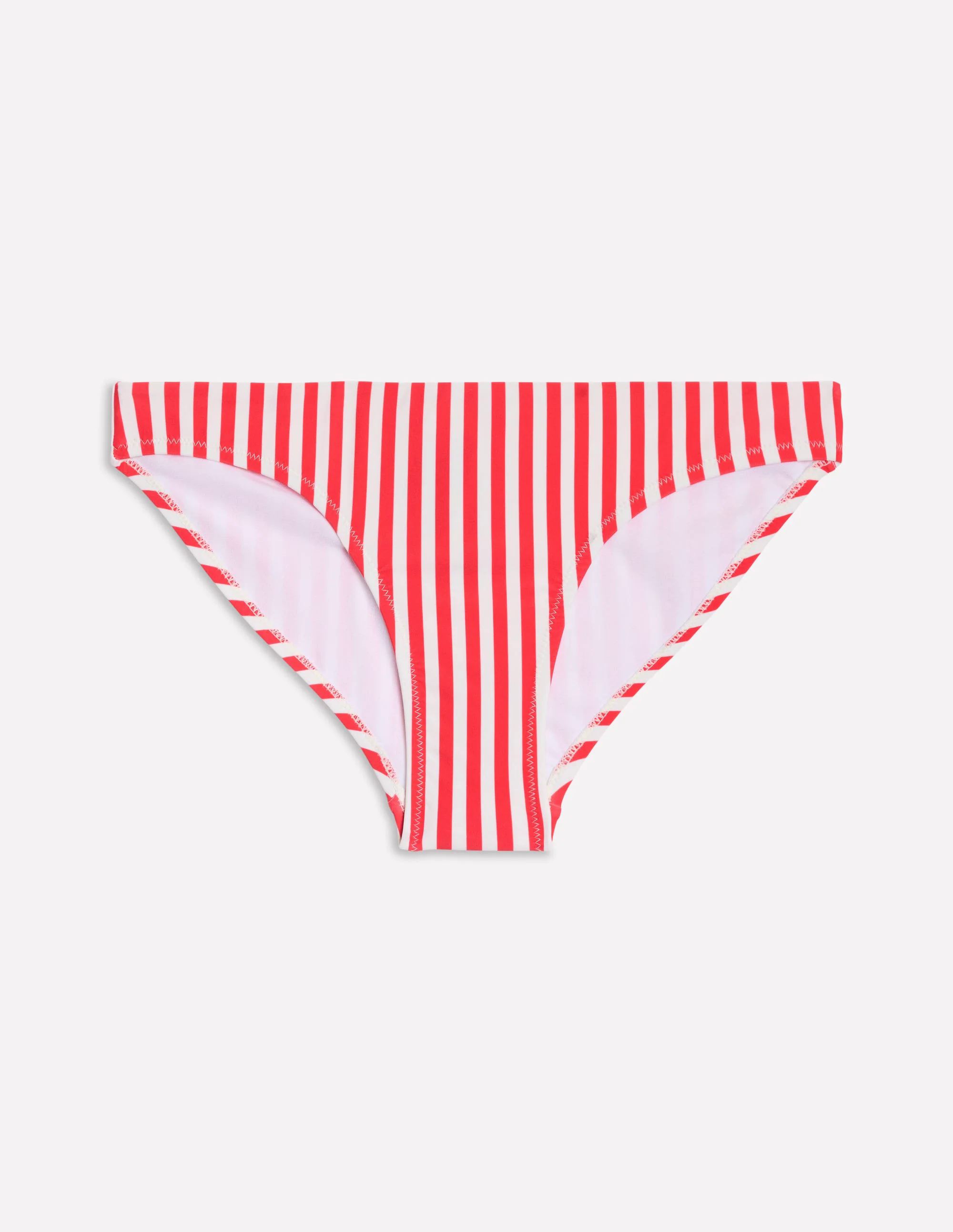 Classic Bikini Bottoms-Coral Punch/Ivory Stripe