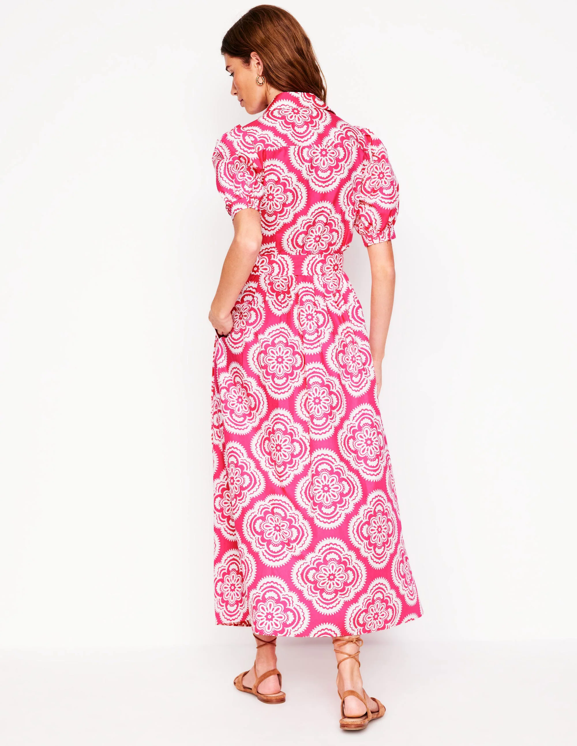 Alexa Maxi Shirt Dress-Pink Peony, Botanic Blush