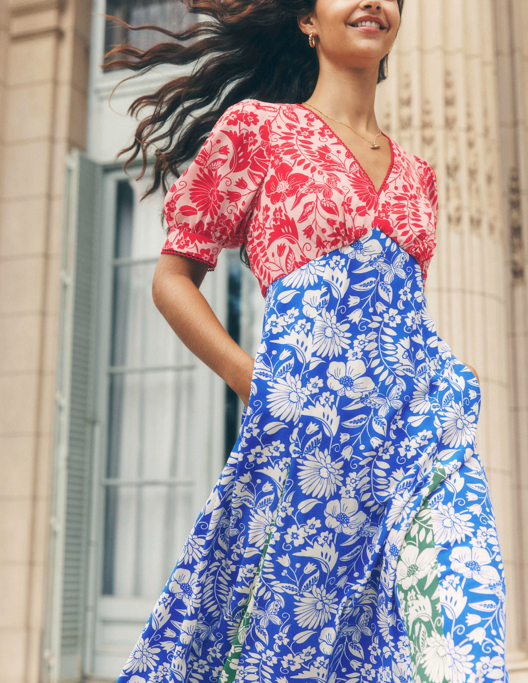 Rosie Godet Tea Dress-Multi, Wildflower Trail