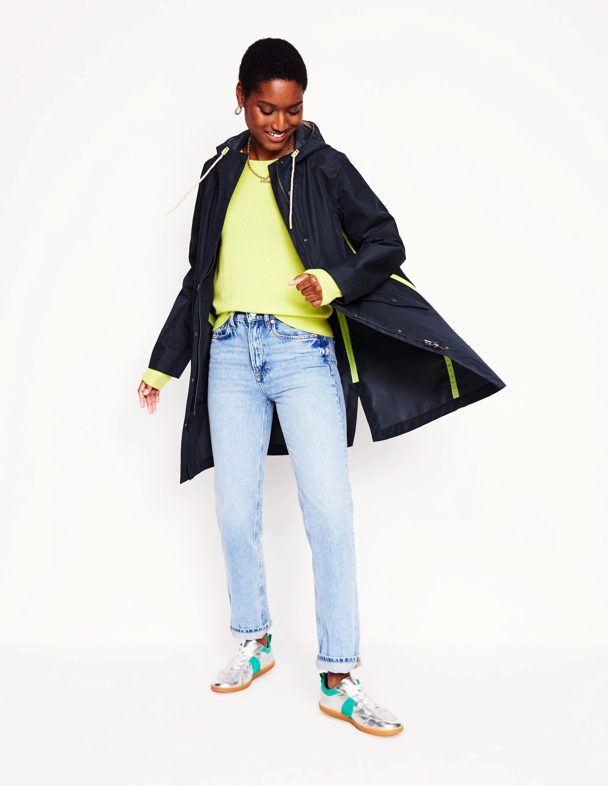 Wells Waterproof Hooded Coat-Navy