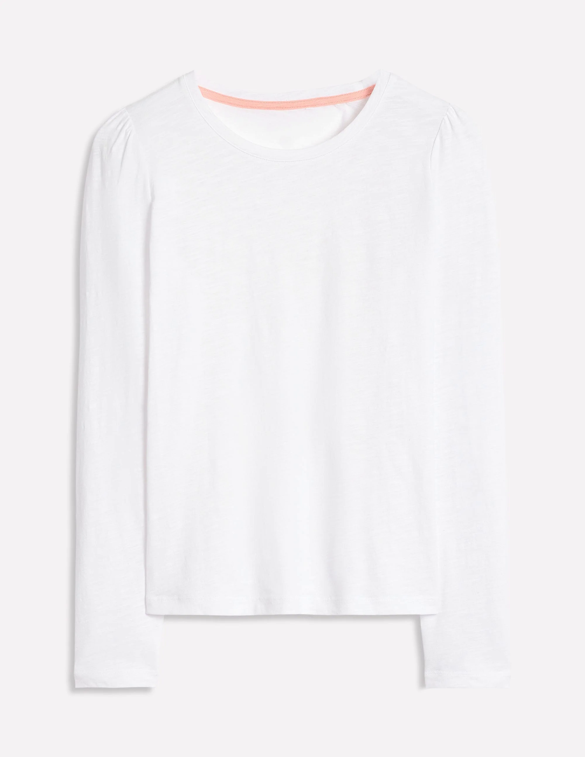Cotton Crew Long Sleeve Top-White