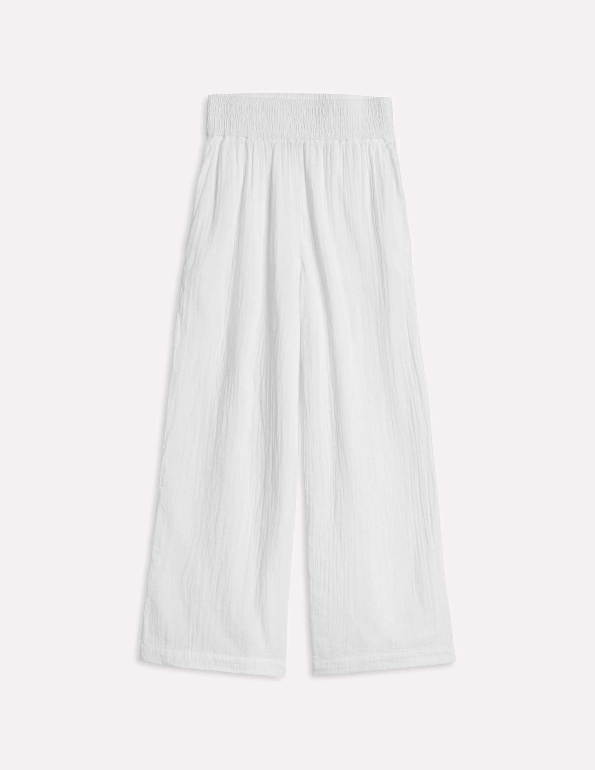 Cropped Double Cloth Pants-White