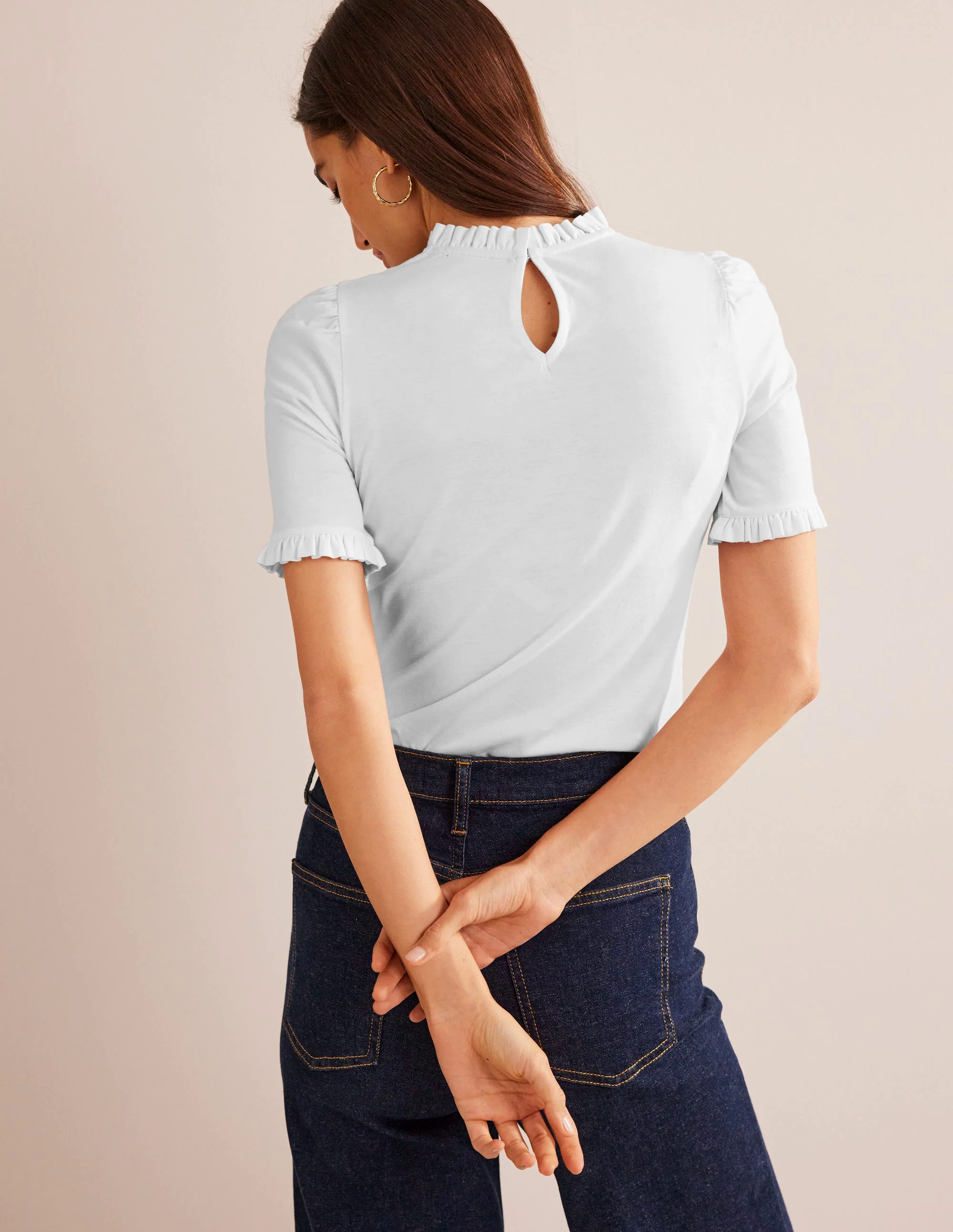 Supersoft Frill Detail T-shirt-White