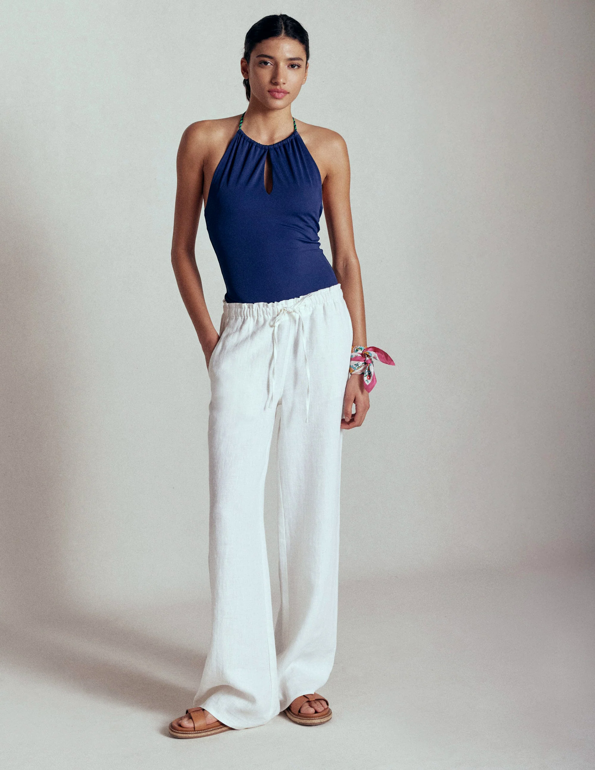 Islington Linen Pants-White