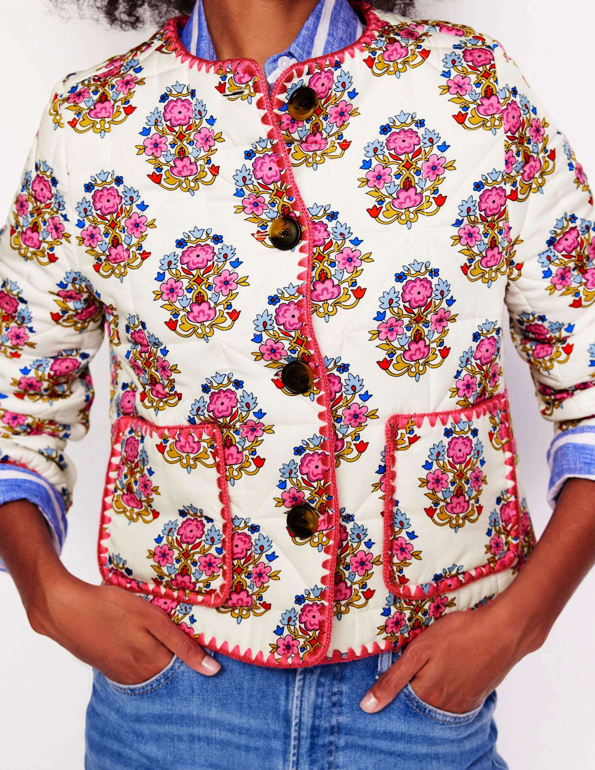 Chelsea Quilted Jacket-Wildflower Stamp