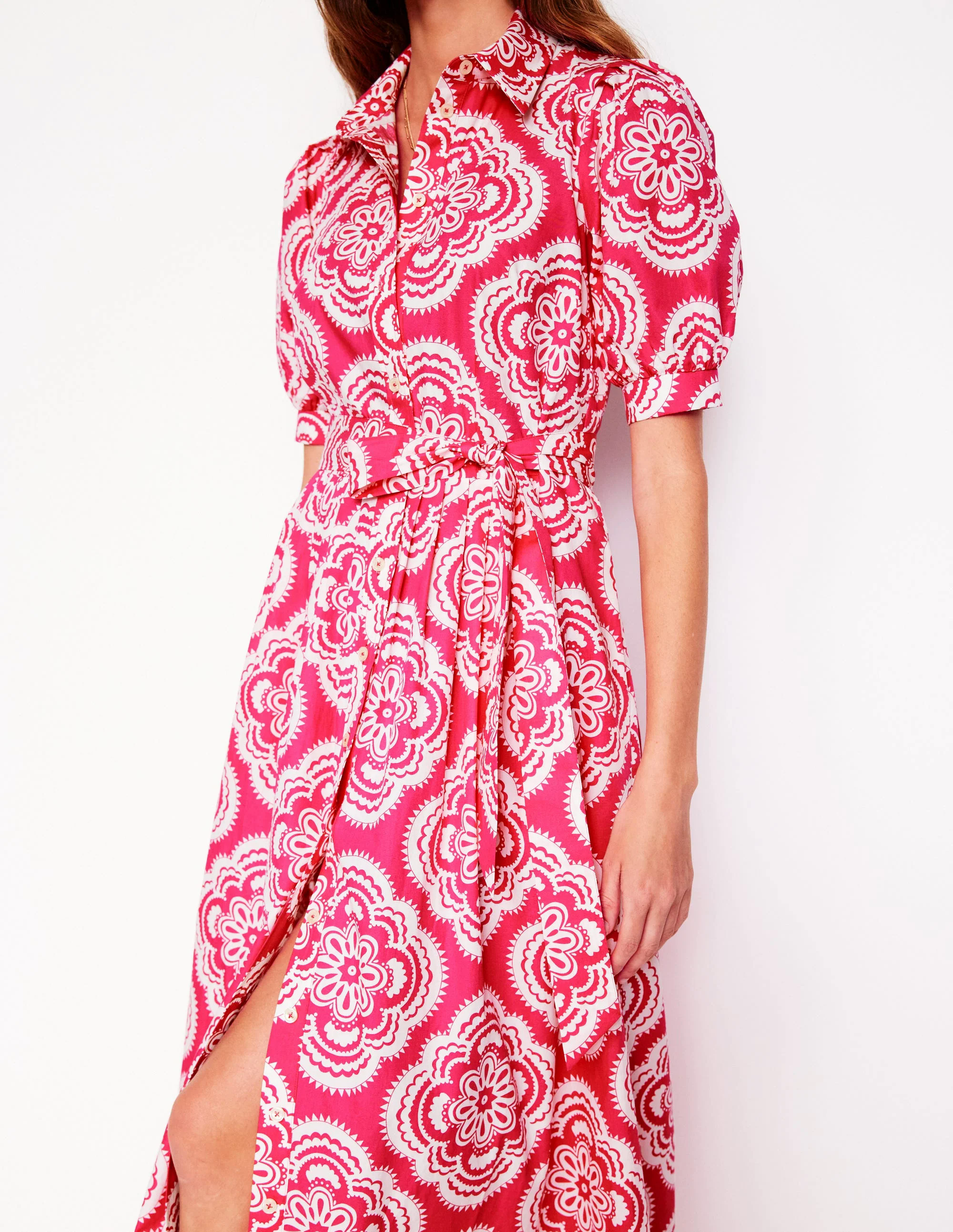 Alexa Maxi Shirt Dress-Pink Peony, Botanic Blush
