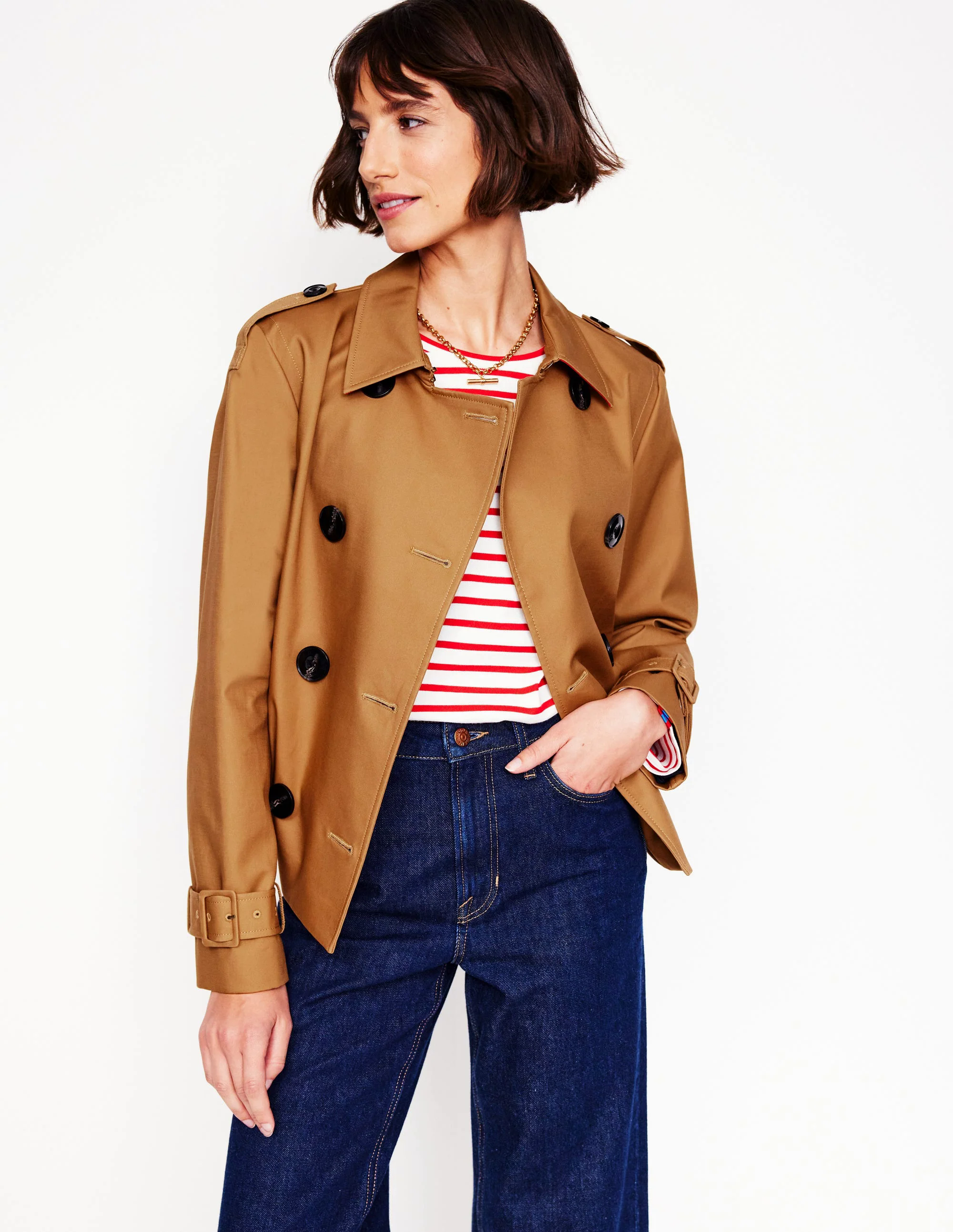 Mayfair Cropped Trench-Hazelnut Brown