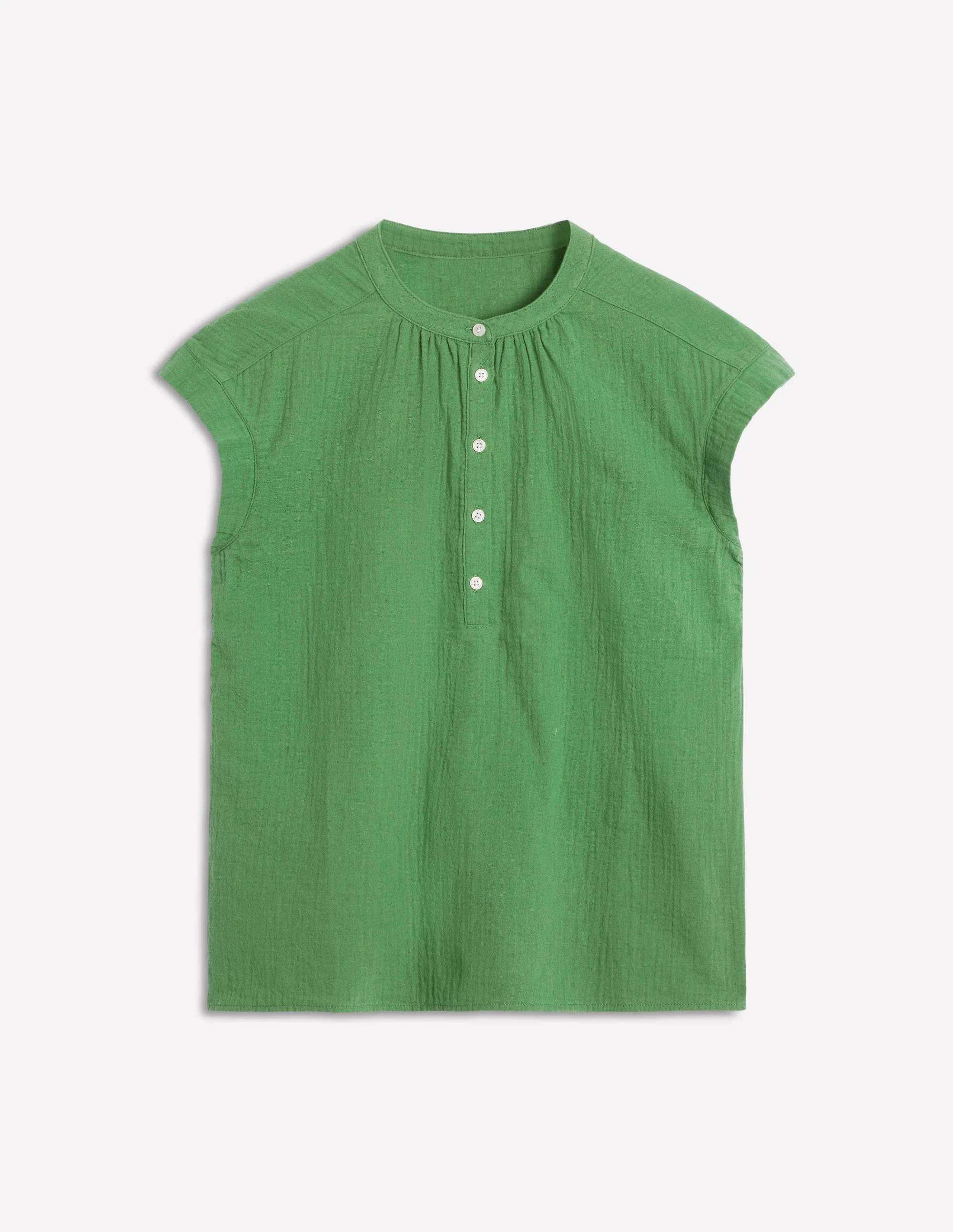 Sleeveless Double Cloth Top-Paradise Green
