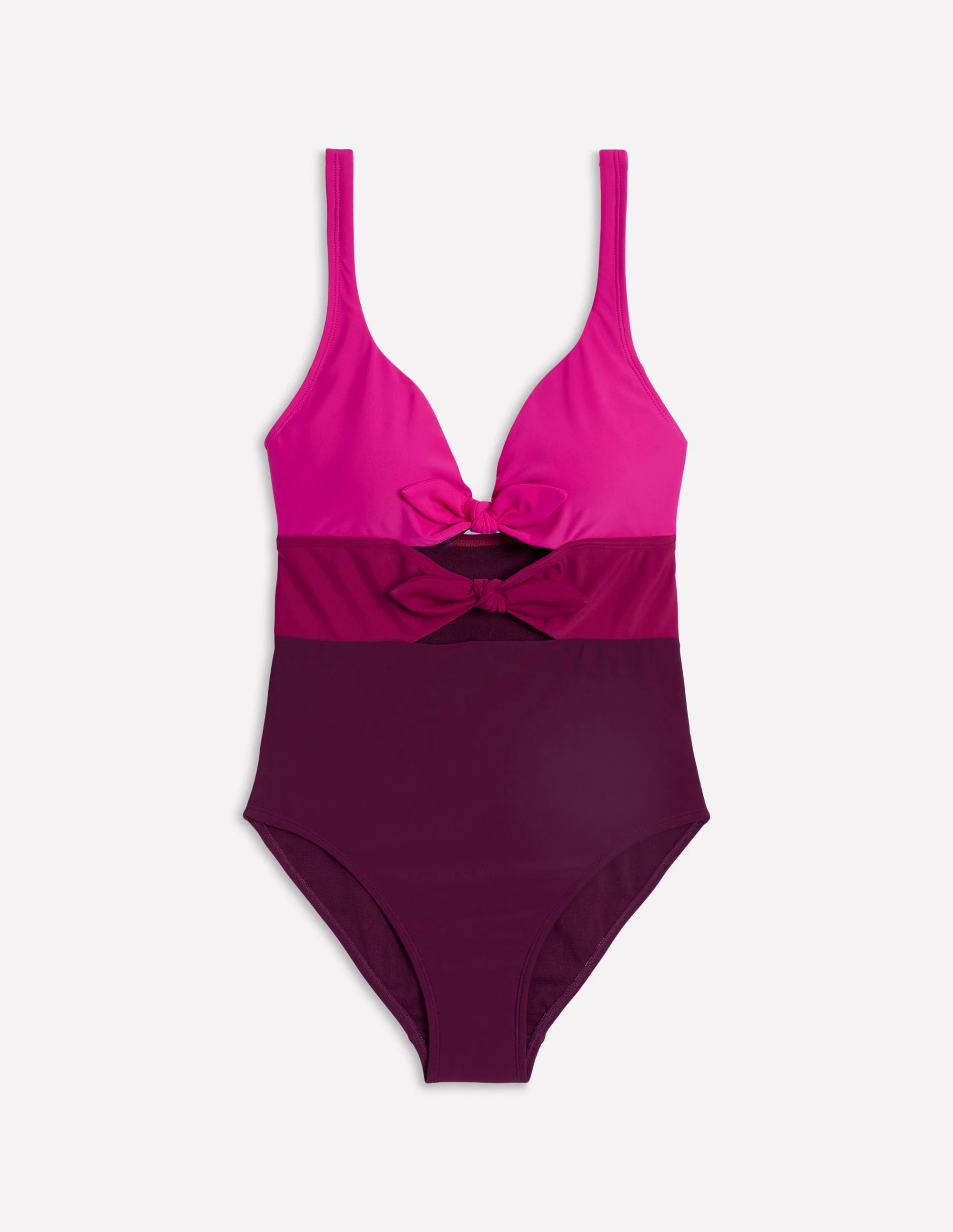 Tie Front Swimsuit-Chockeberry/ Pink