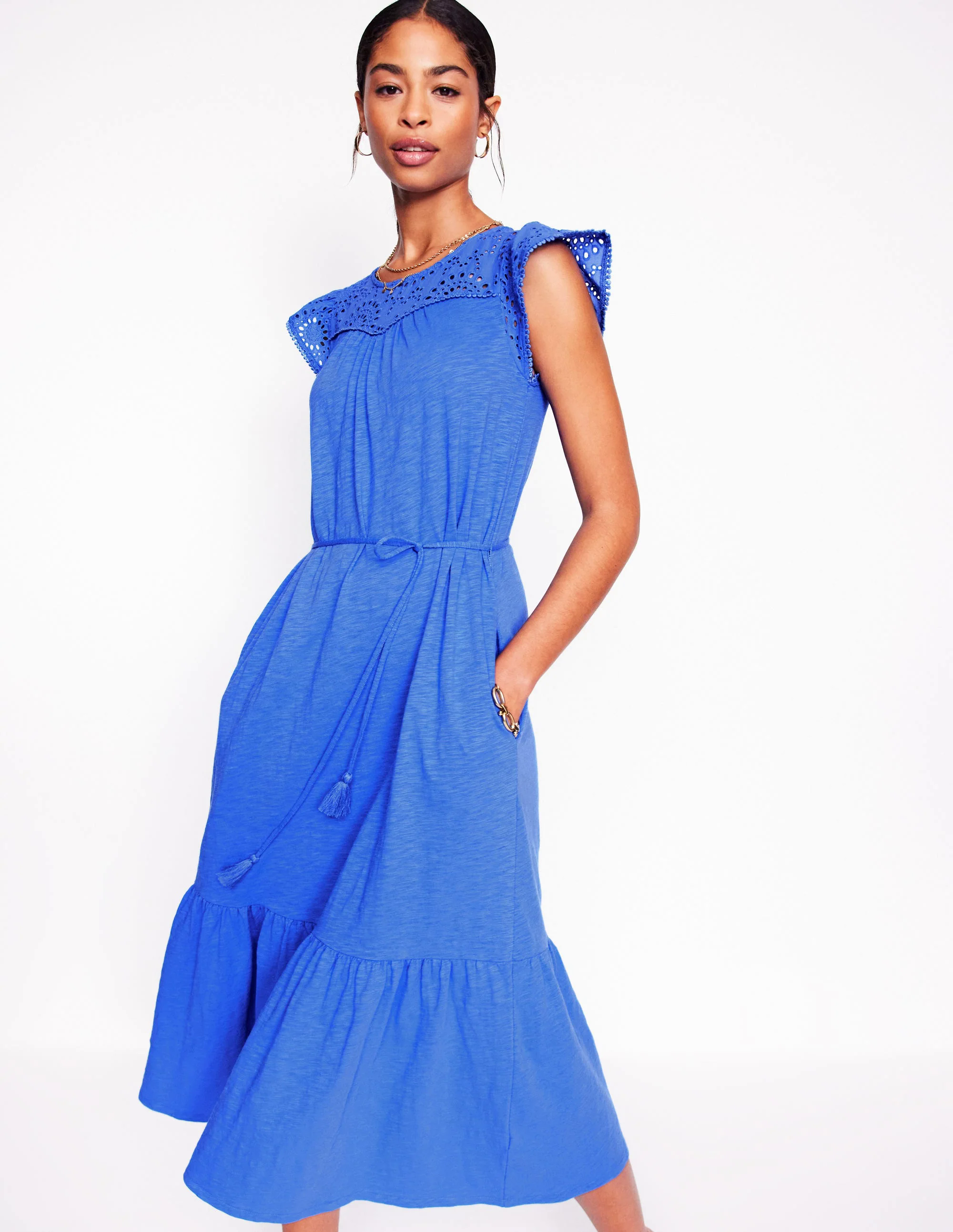 Juliet Broderie Midi Dress-Gallery Blue