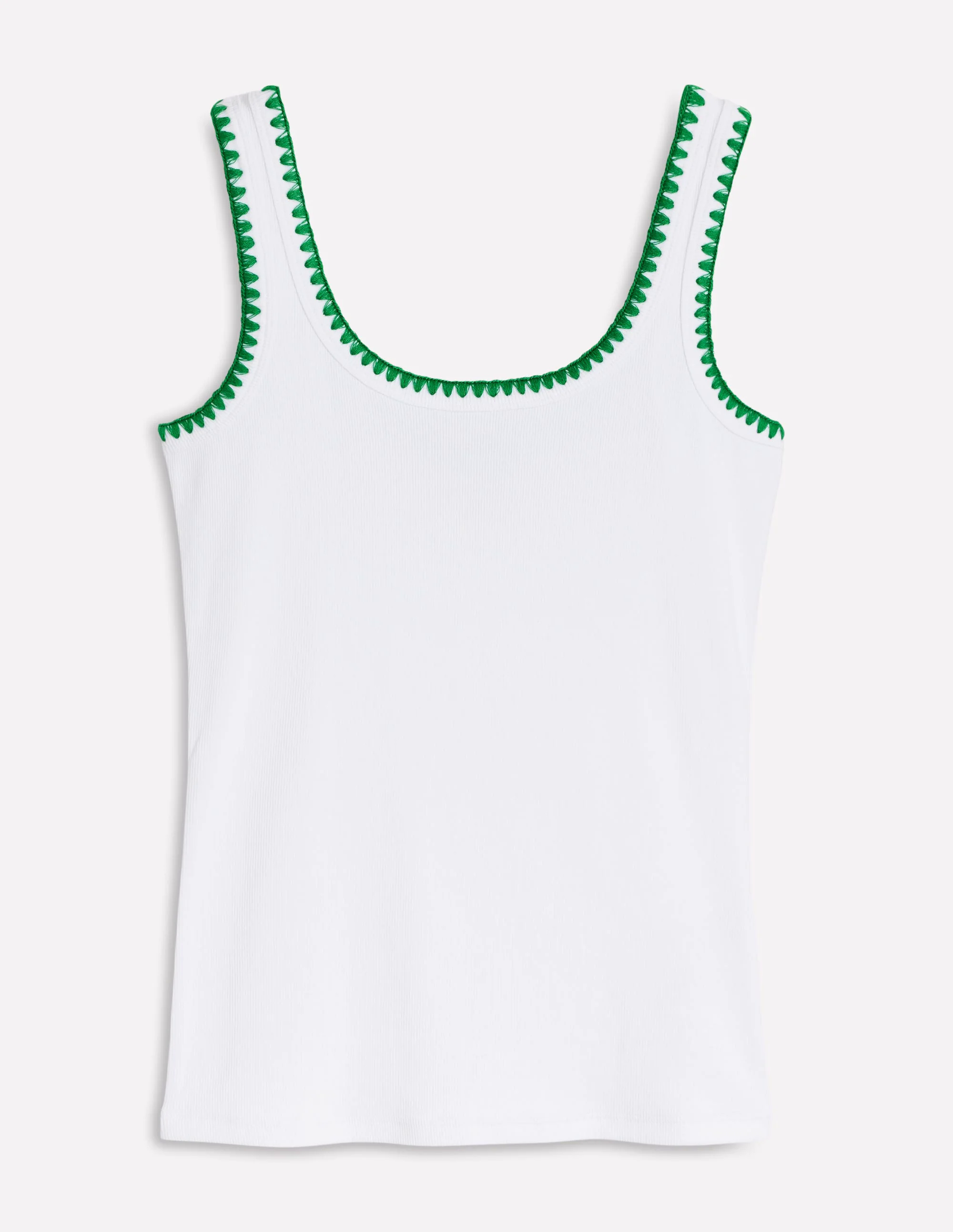 Crochet Trim Tank Top-White