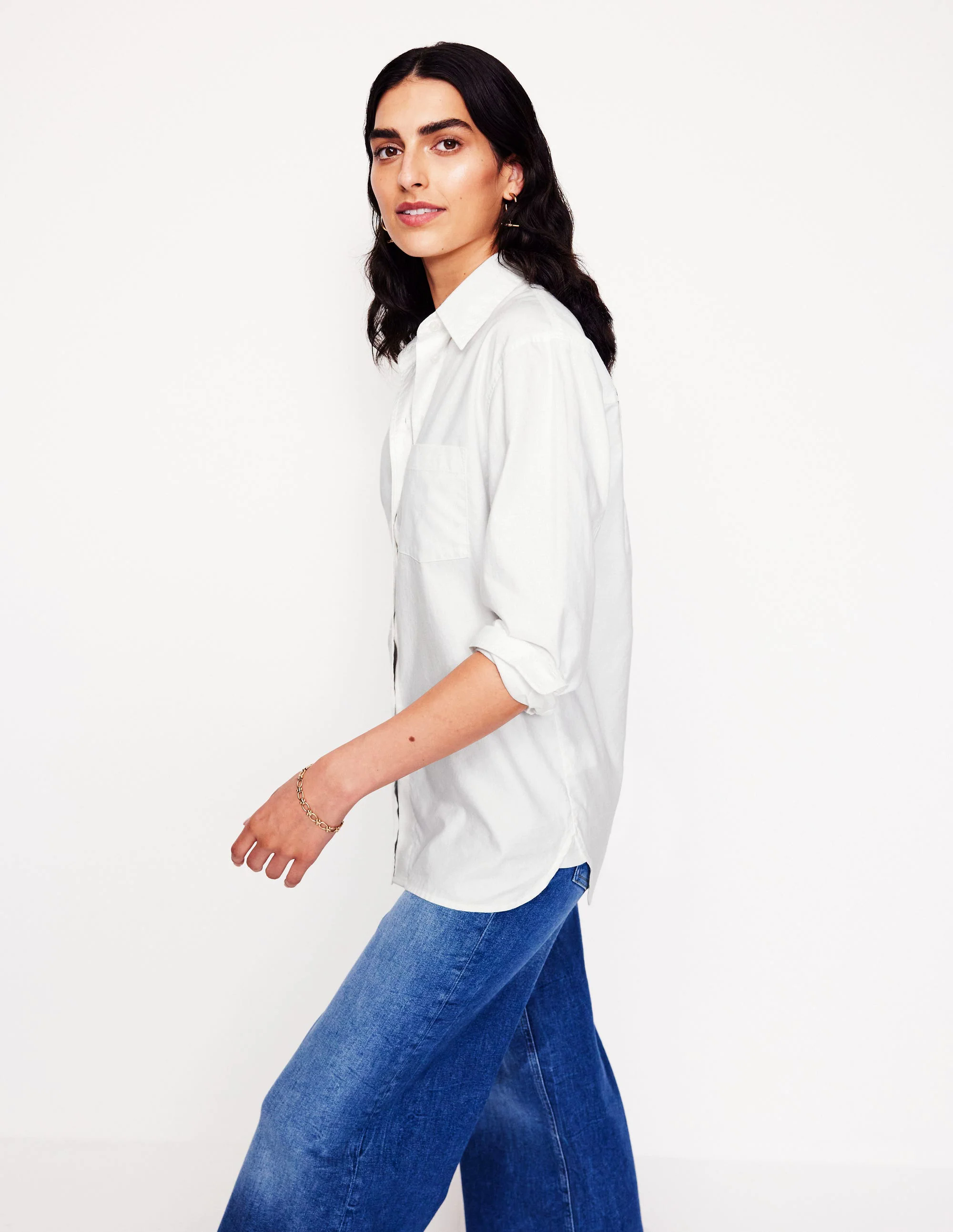 Sadie Relaxed Cotton Shirt-White Oxford
