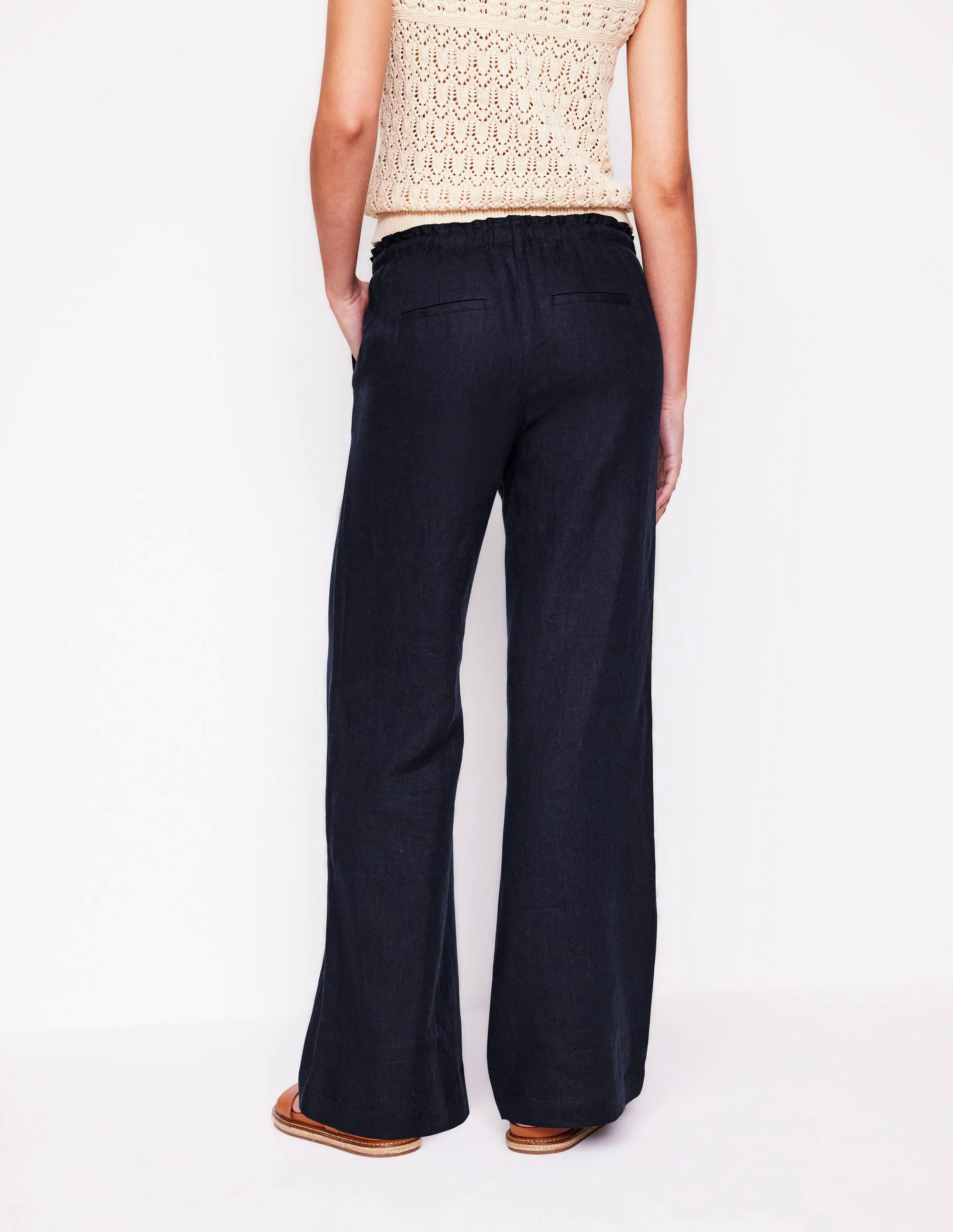 Islington Linen Pants-Navy