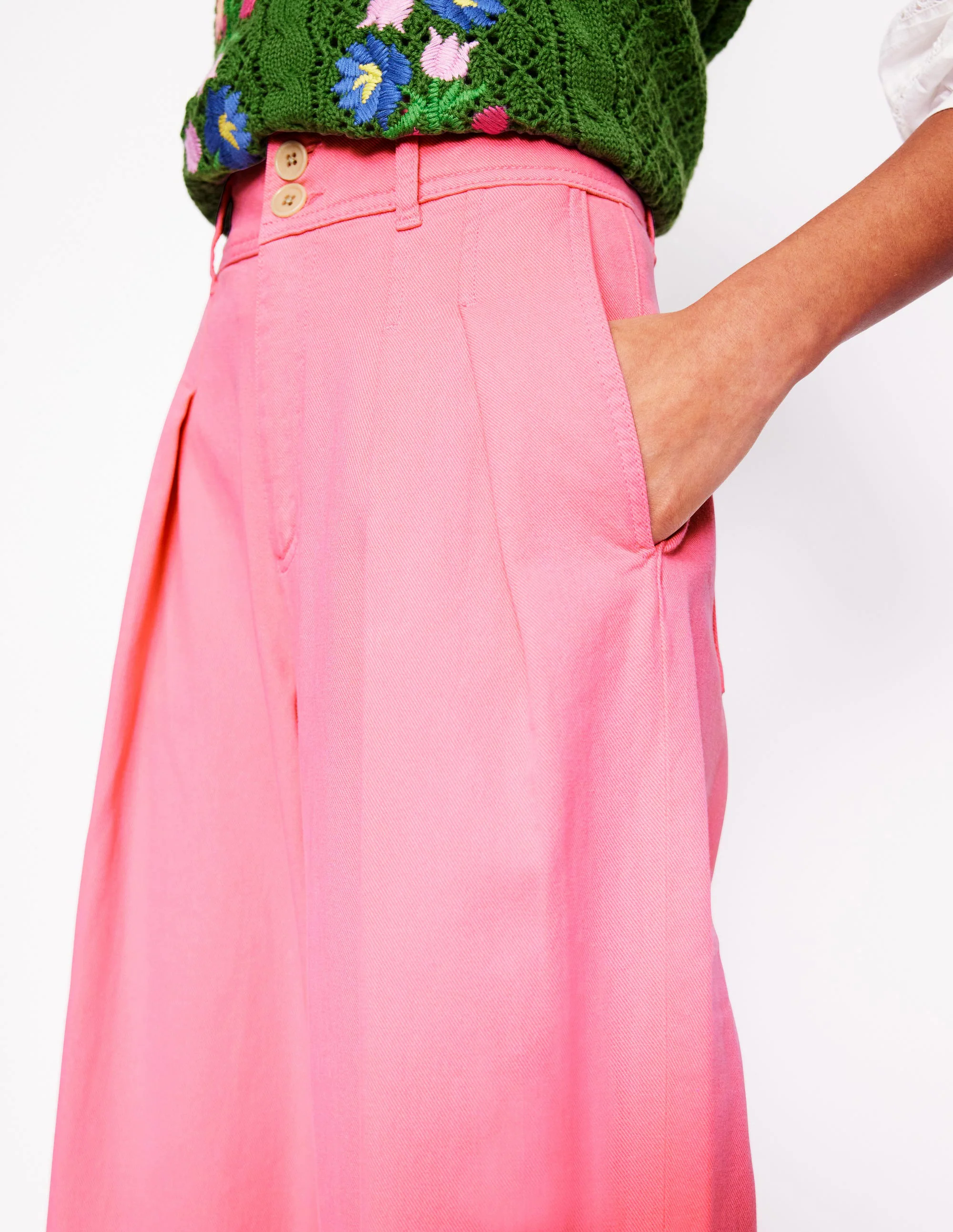 Brompton Wide Leg Pants-Pink Rose