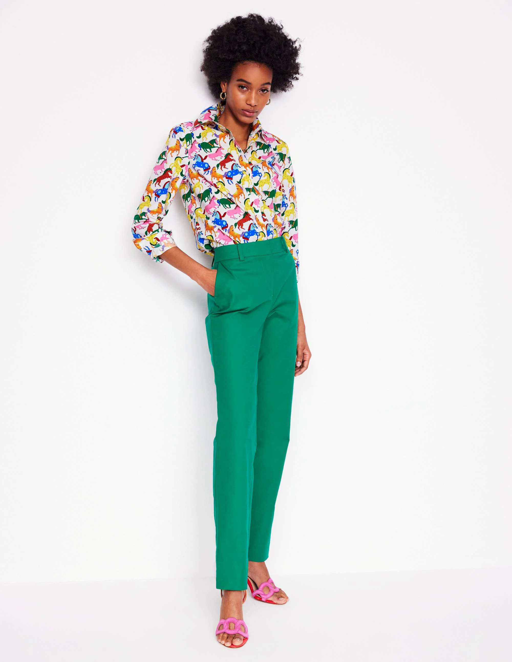 Sienna Cotton Shirt-Hotched Multi Stripe