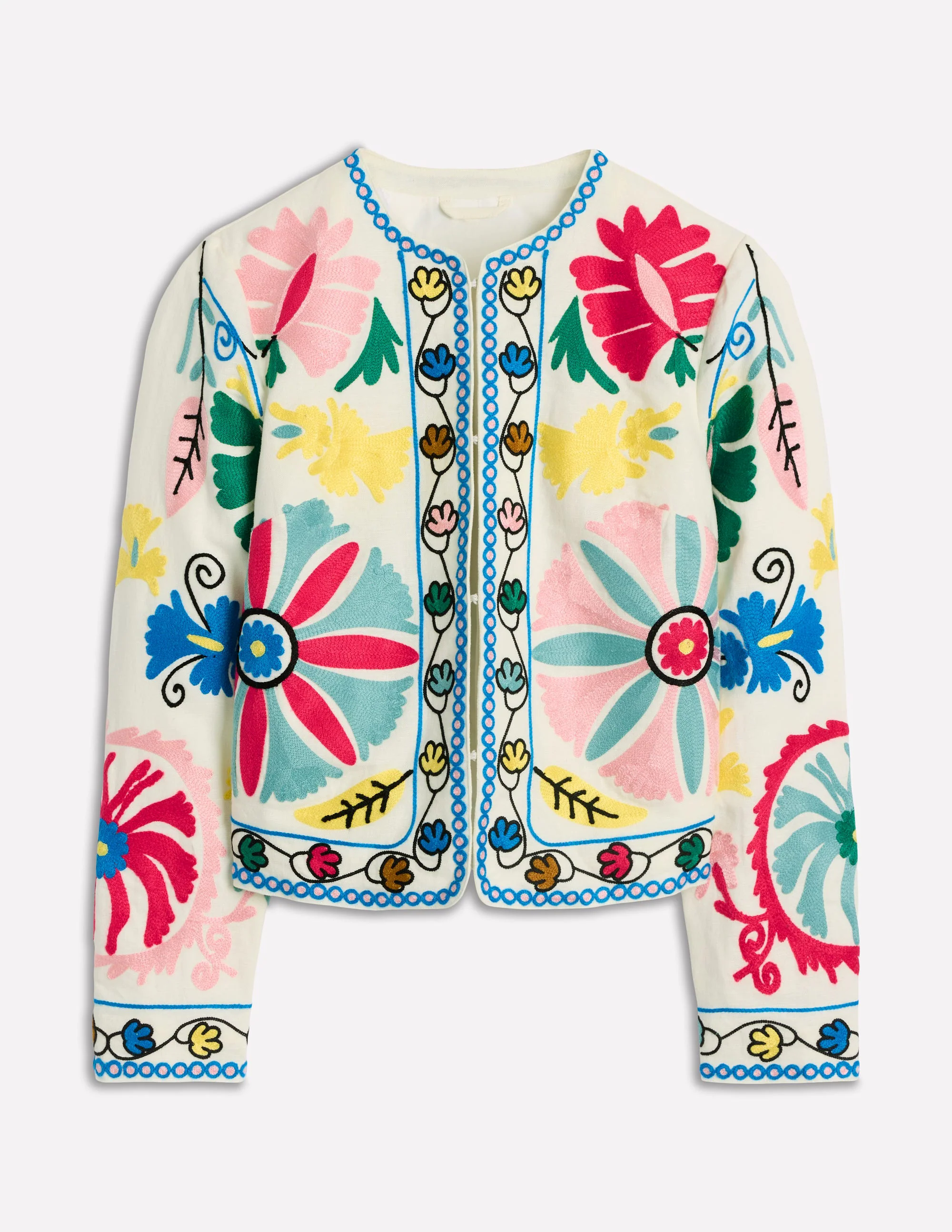 Embroidered Linen Jacket-Multi Embroidery