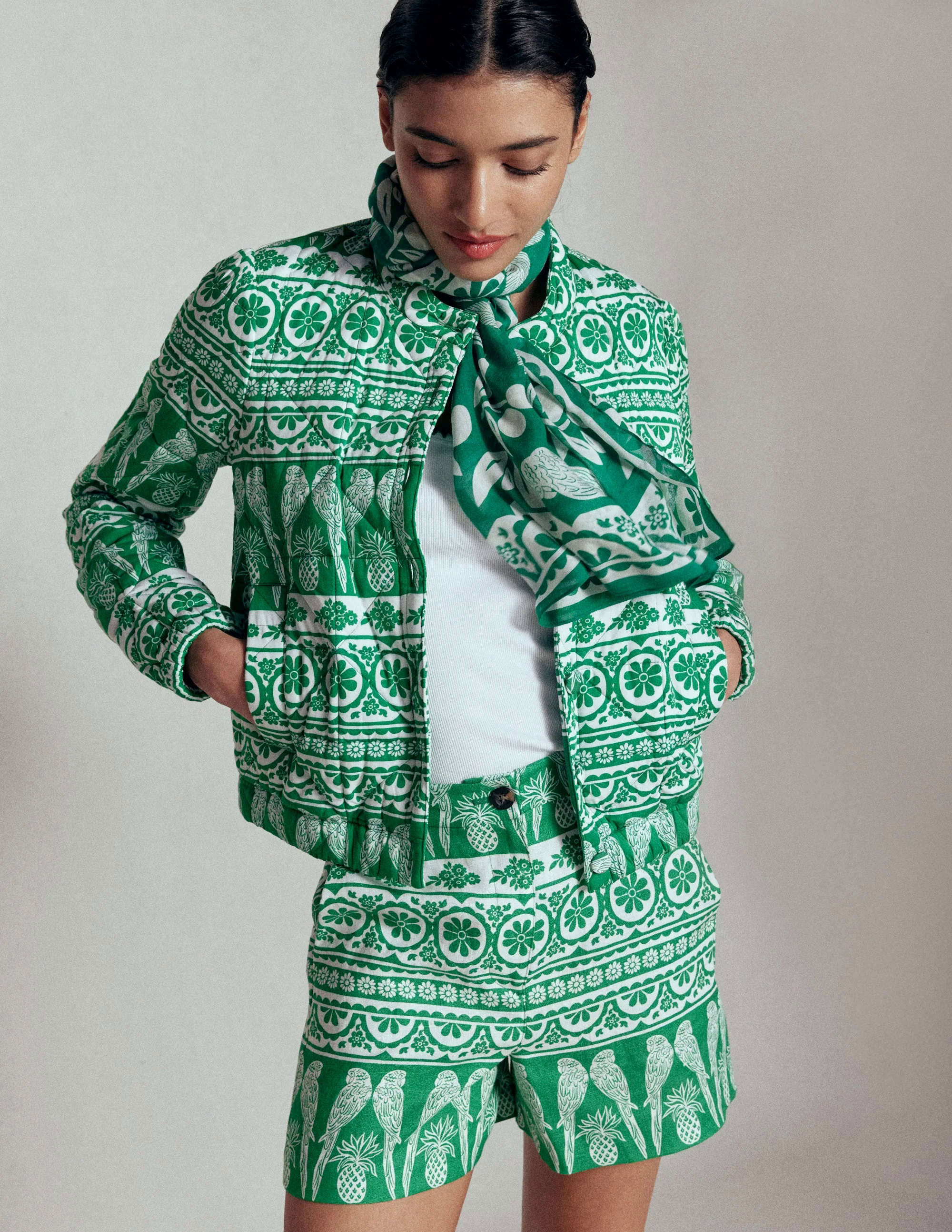 Highbury Quilted Jacket-Ornate Tropics