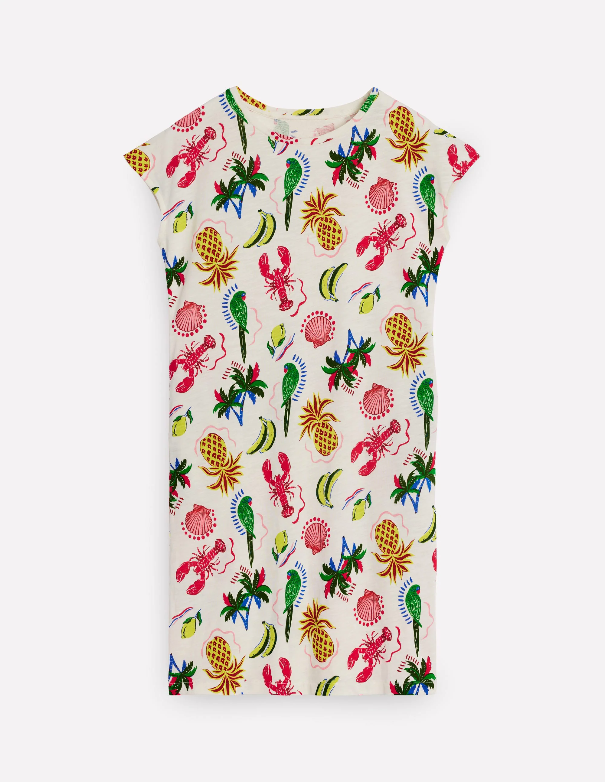 Leah Jersey T-shirt Dress-Tropical Bonanza Vine