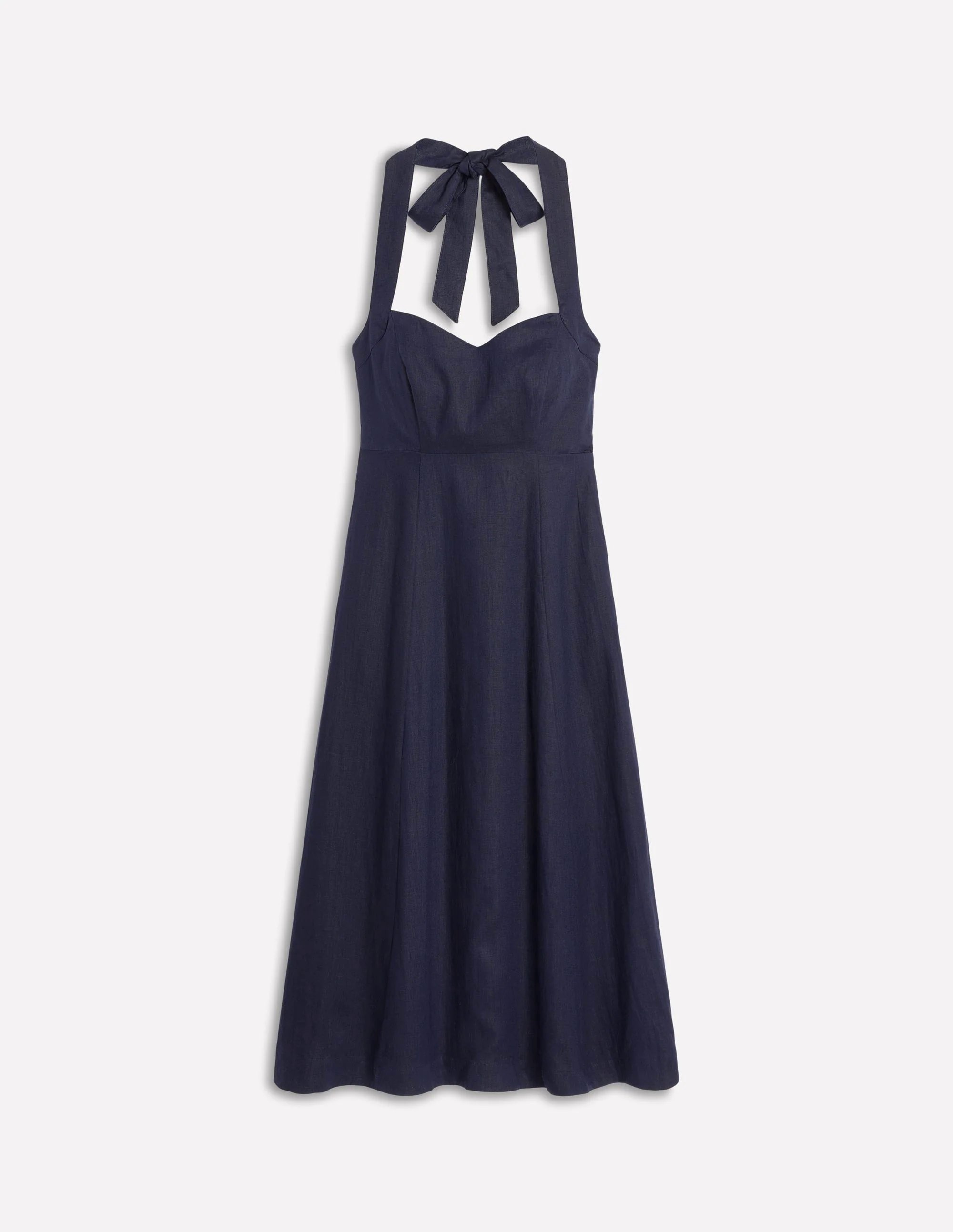 Halter Linen Dress-Navy