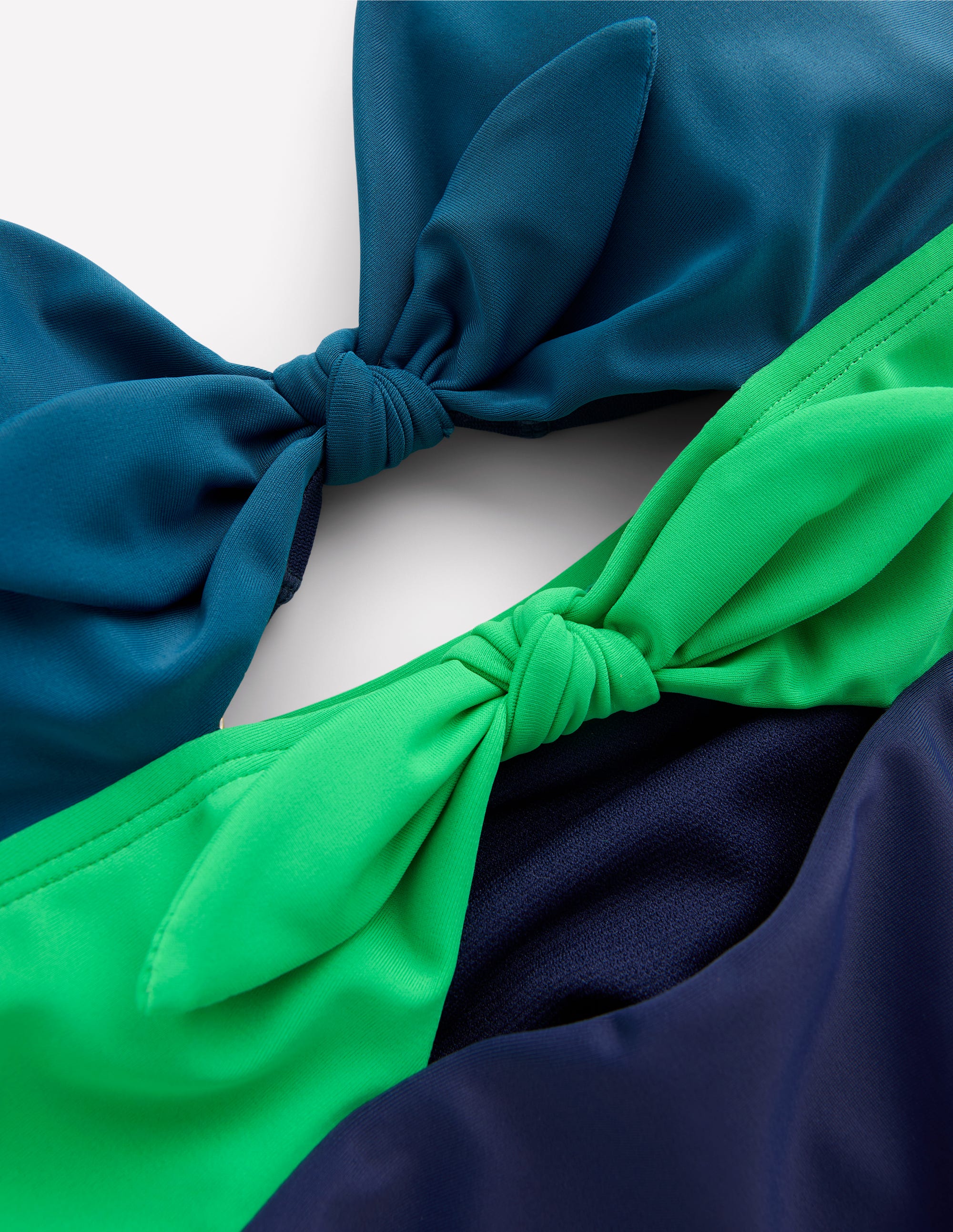 Tie Front Swimsuit-Navy/ Bright Green/ Blue