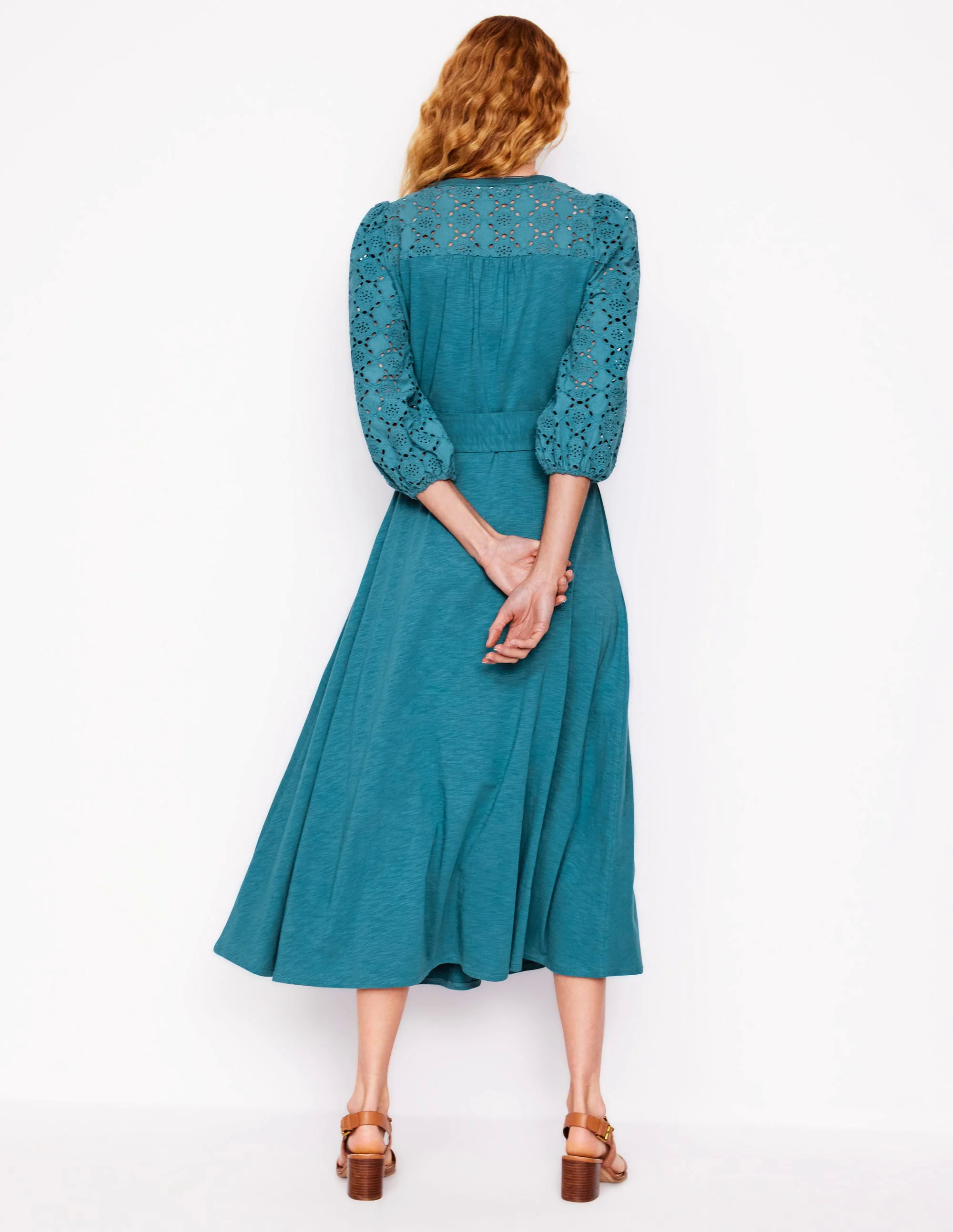 Eden Broderie Jersey Dress-Waterfall Blue