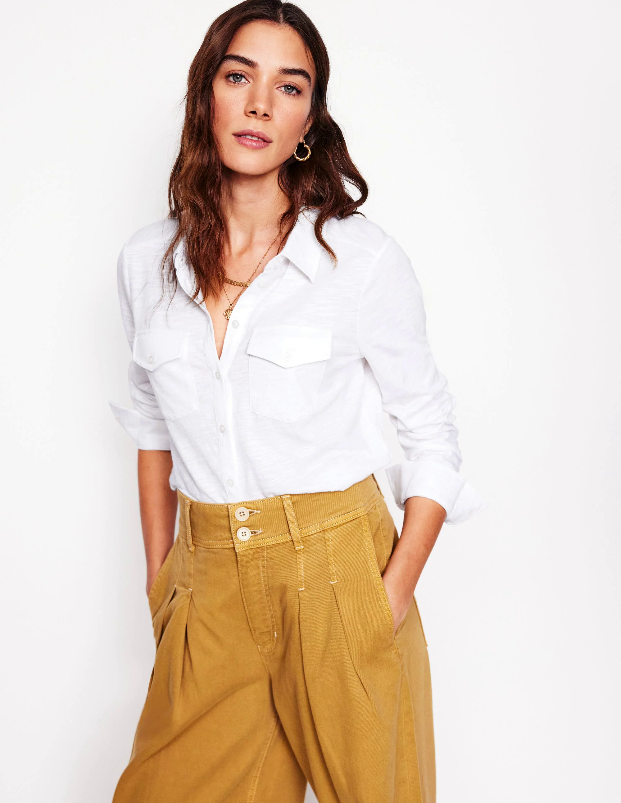 Amy Jersey Shirt-White