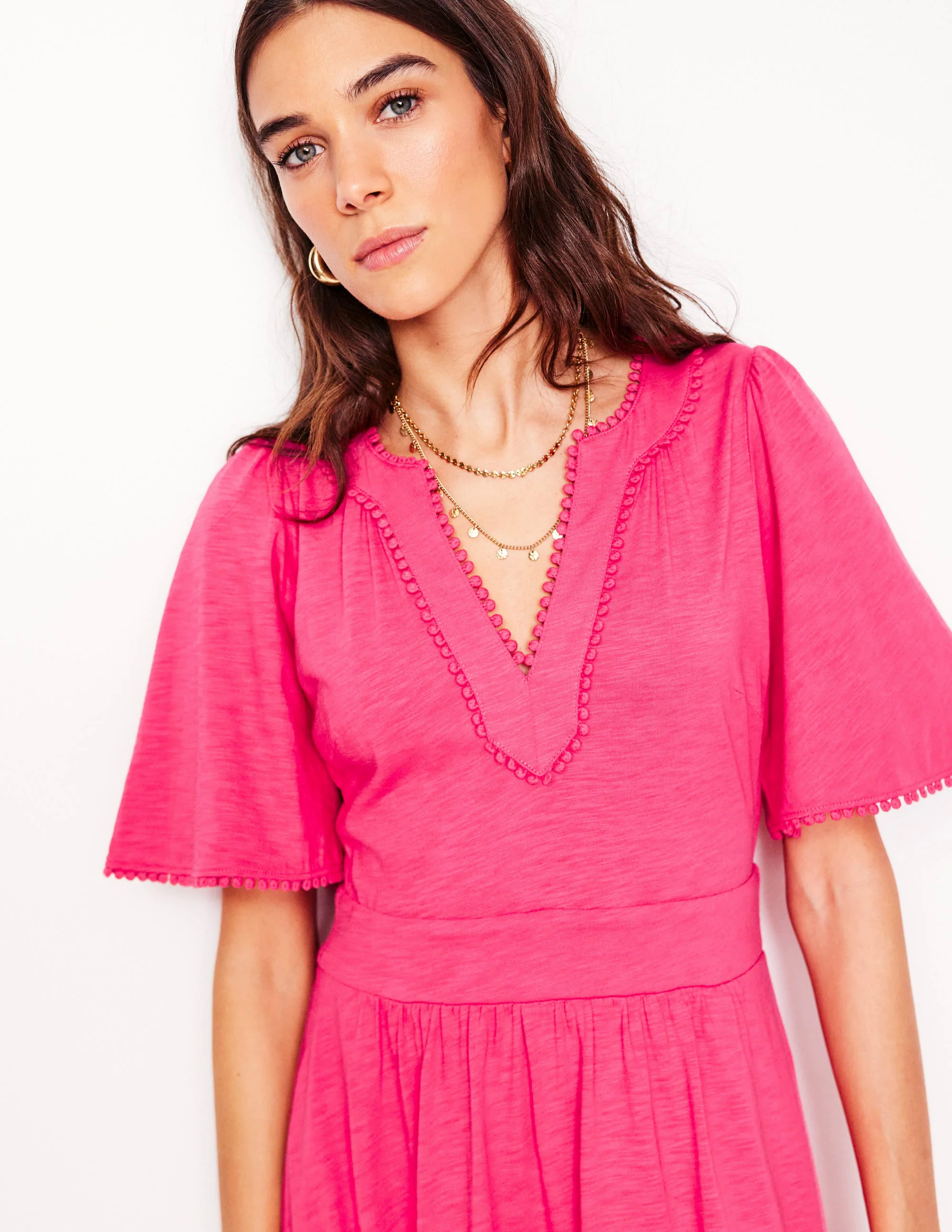 Maddie Trim Jersey Dress-Camelia Pink