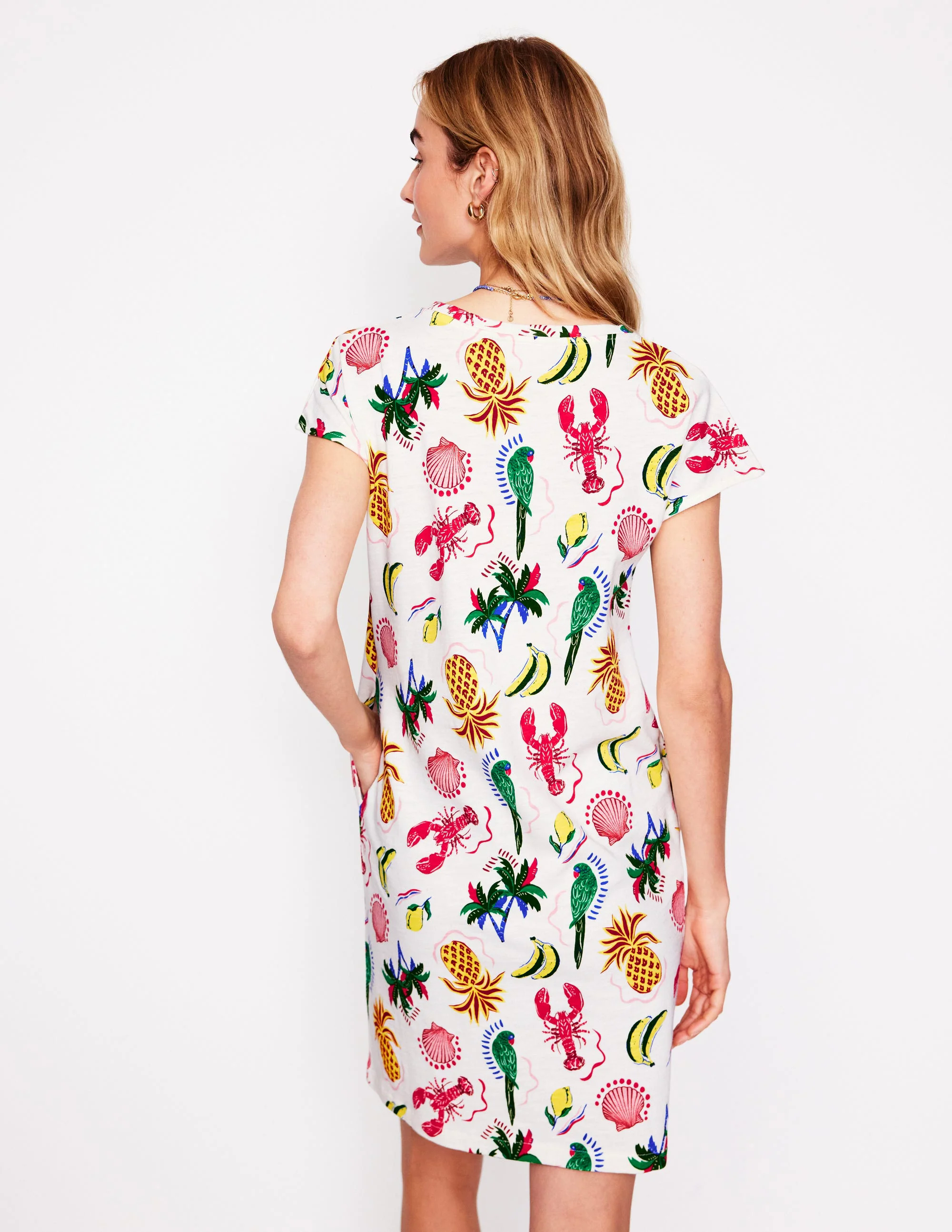 Leah Jersey T-shirt Dress-Tropical Bonanza Vine